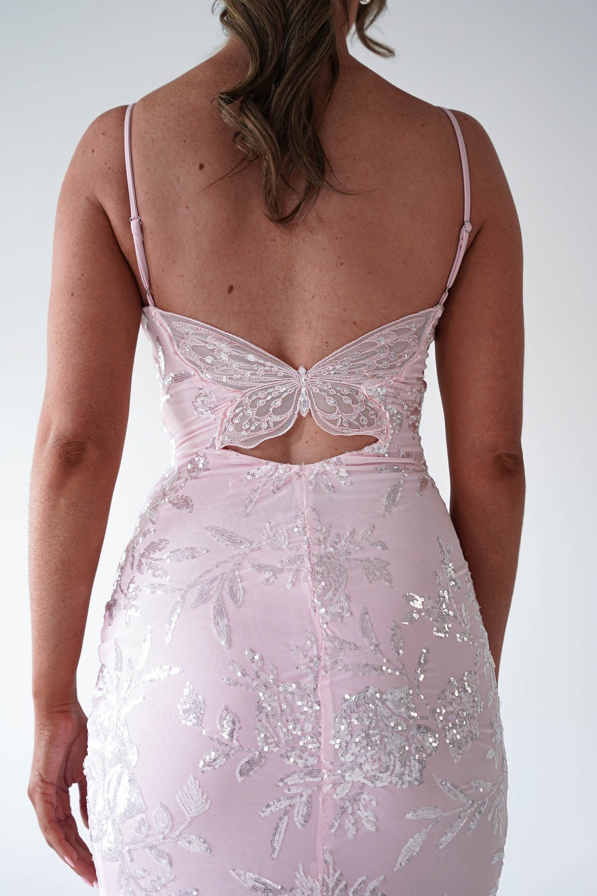 Santorini Butterfly Detail Embellished Gown | Pink-Oh Hello Clothing