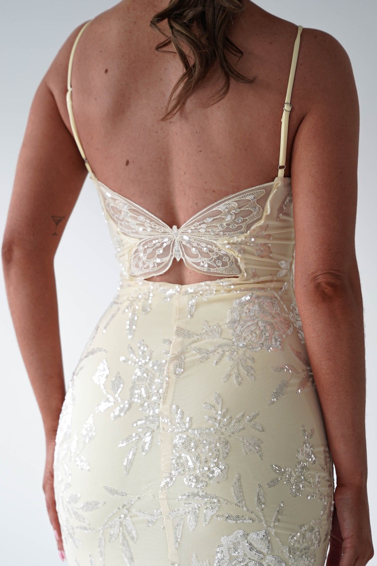 Santorini Butterfly Detail Embellished Gown | Yellow-Oh Hello Clothing