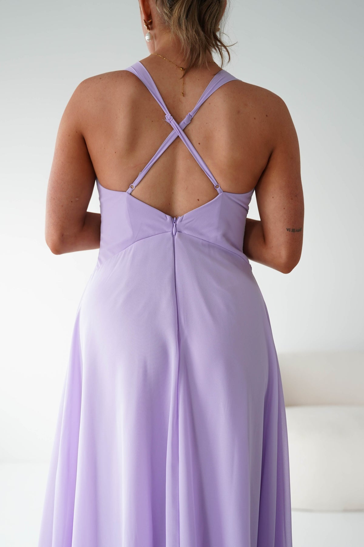 Sara A-Line Chiffon Maxi Dress | Lavender-Oh Hello Clothing