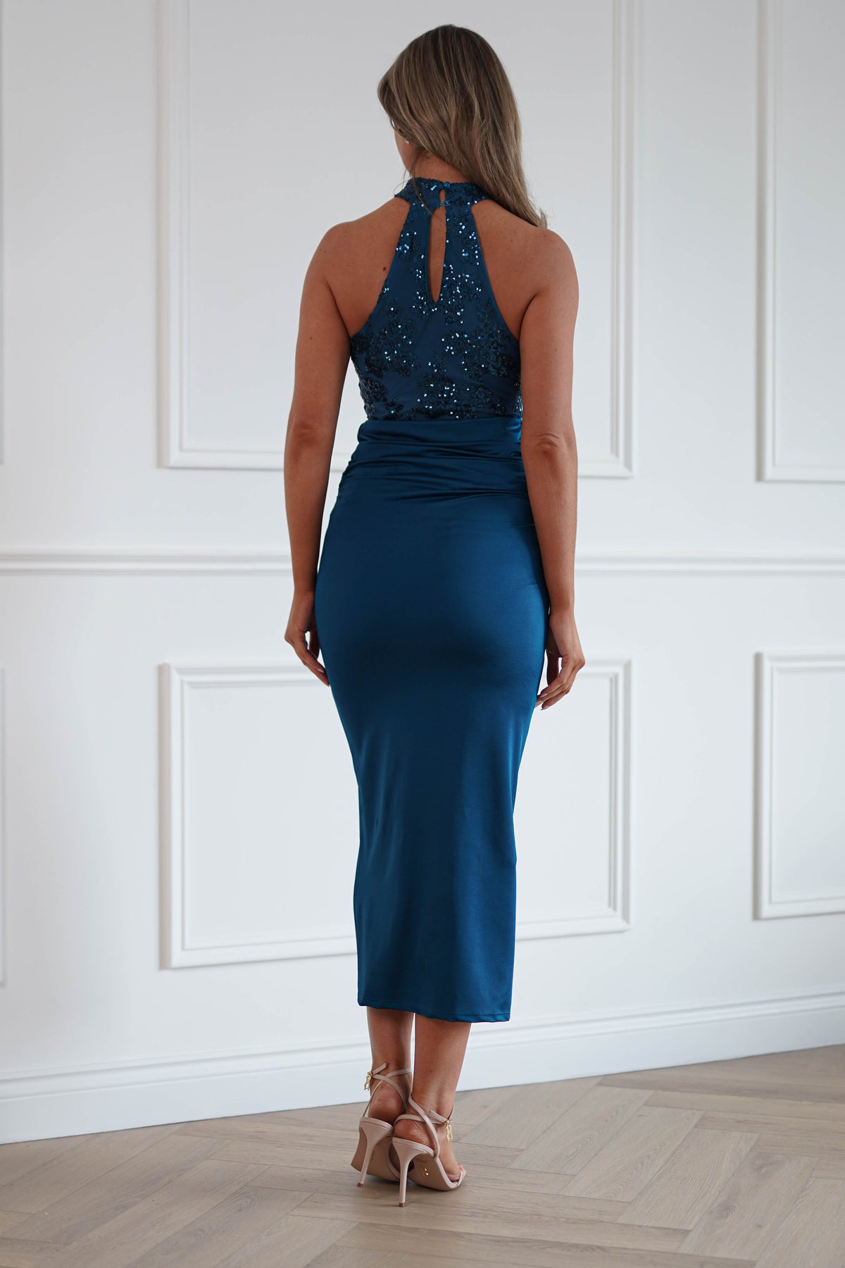 Oh Hello Clothing Women > Clothing > Dresses Seraphina Sequin Halterneck Maxi Dress | Teal