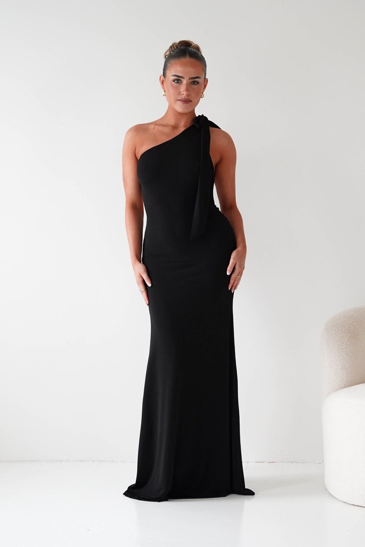 Seraphine Backless Tie Bodycon Maxi Gown | Black-Oh Hello Clothing