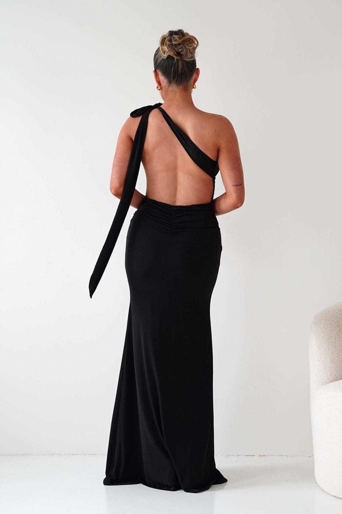 Seraphine Backless Tie Bodycon Maxi Gown | Black-Oh Hello Clothing