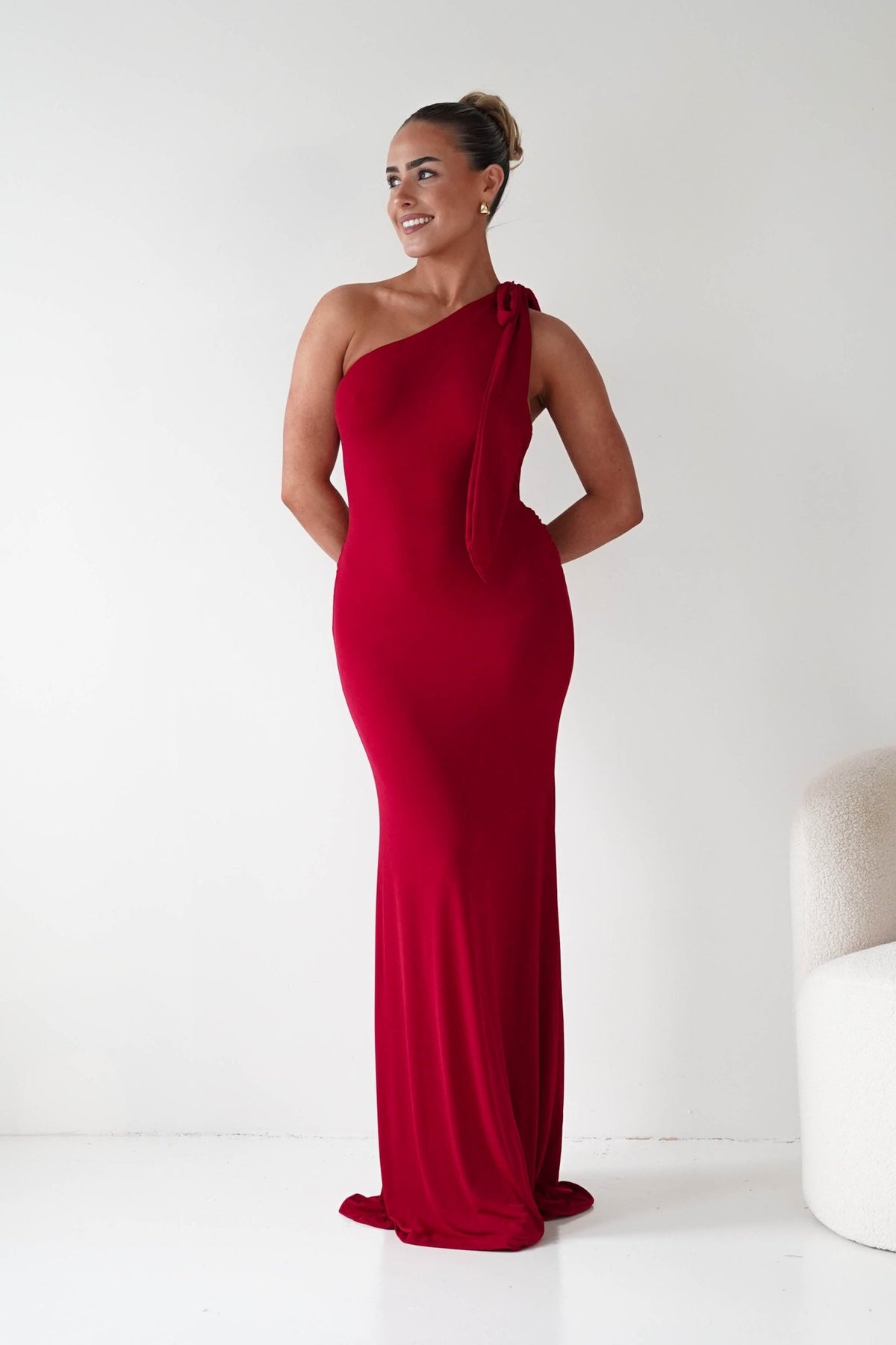 Seraphine Backless Tie Bodycon Maxi Gown | Red-Oh Hello Clothing