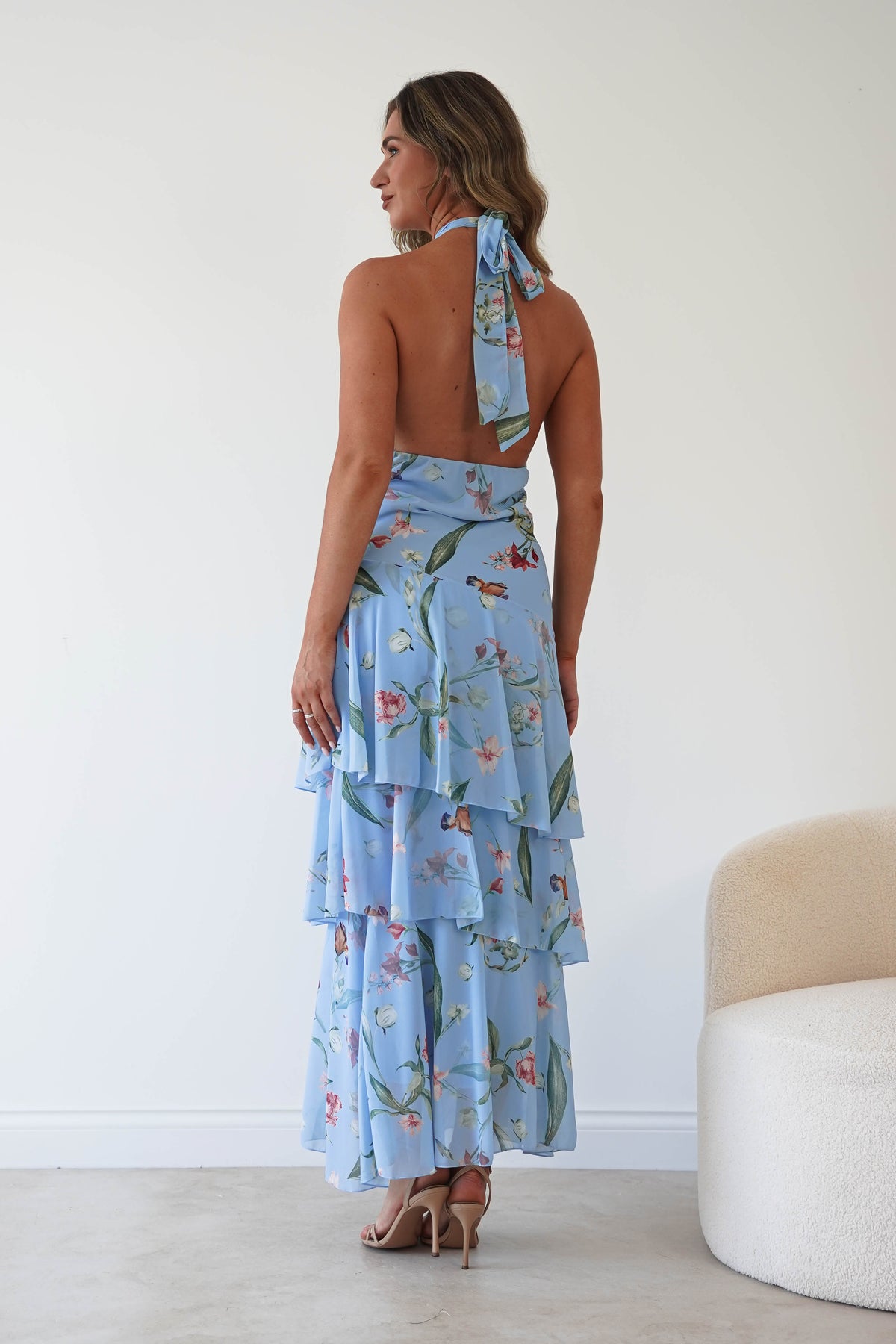 Seren Floral Print Halterneck Maxi Dress | Blue-Oh Hello Clothing