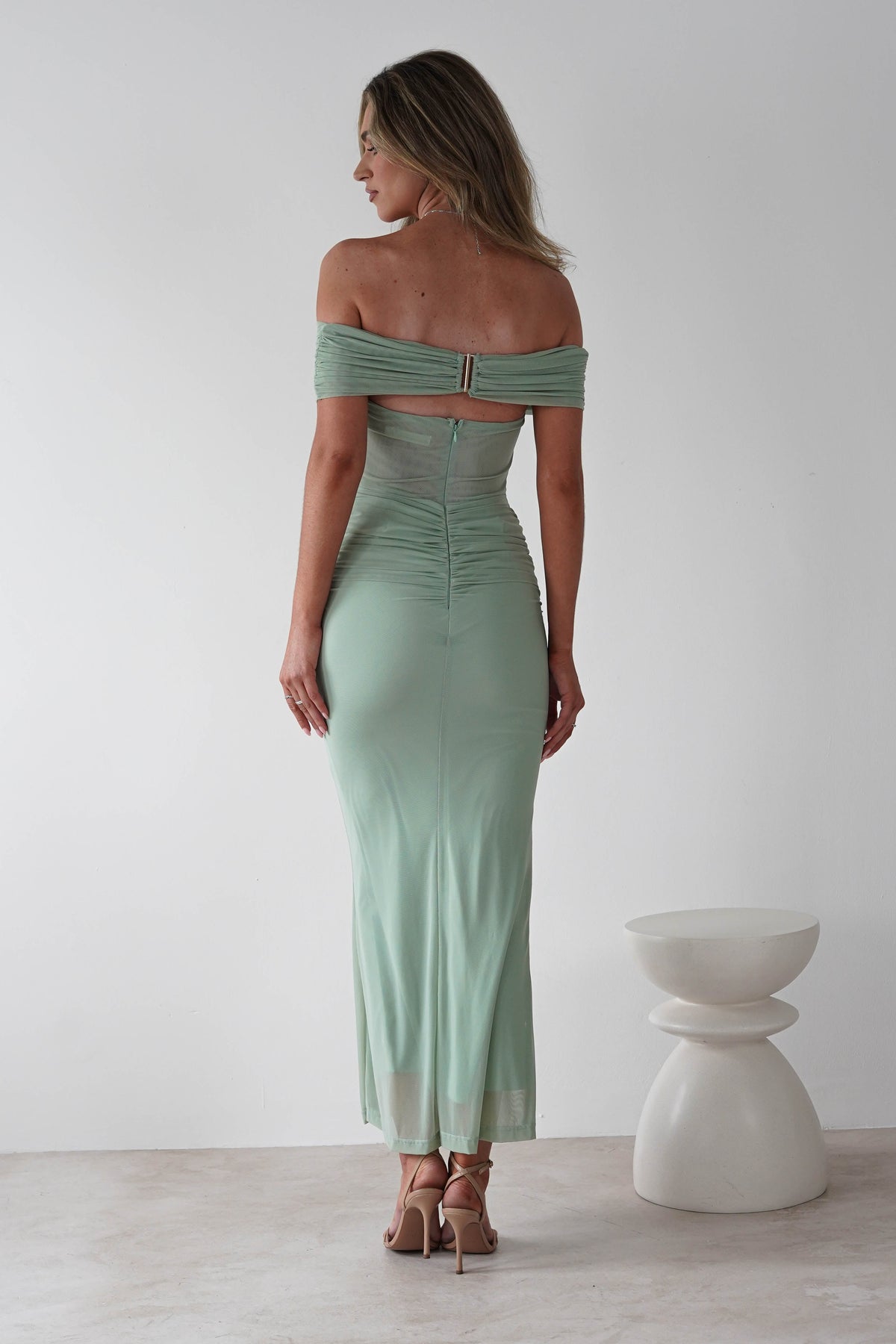 Shari Off The Shoulder Mesh Maxi | Sage-Oh Hello Clothing