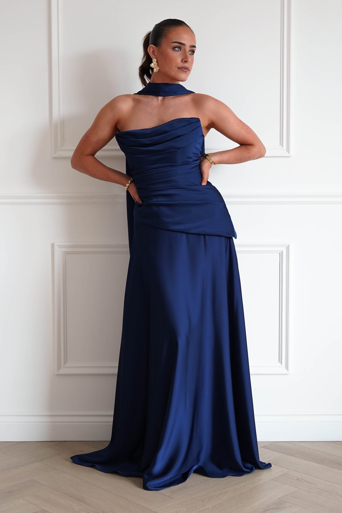 Sheree Dropped Waist Corset Maxi Dress | Navy-Oh Hello Clothing
