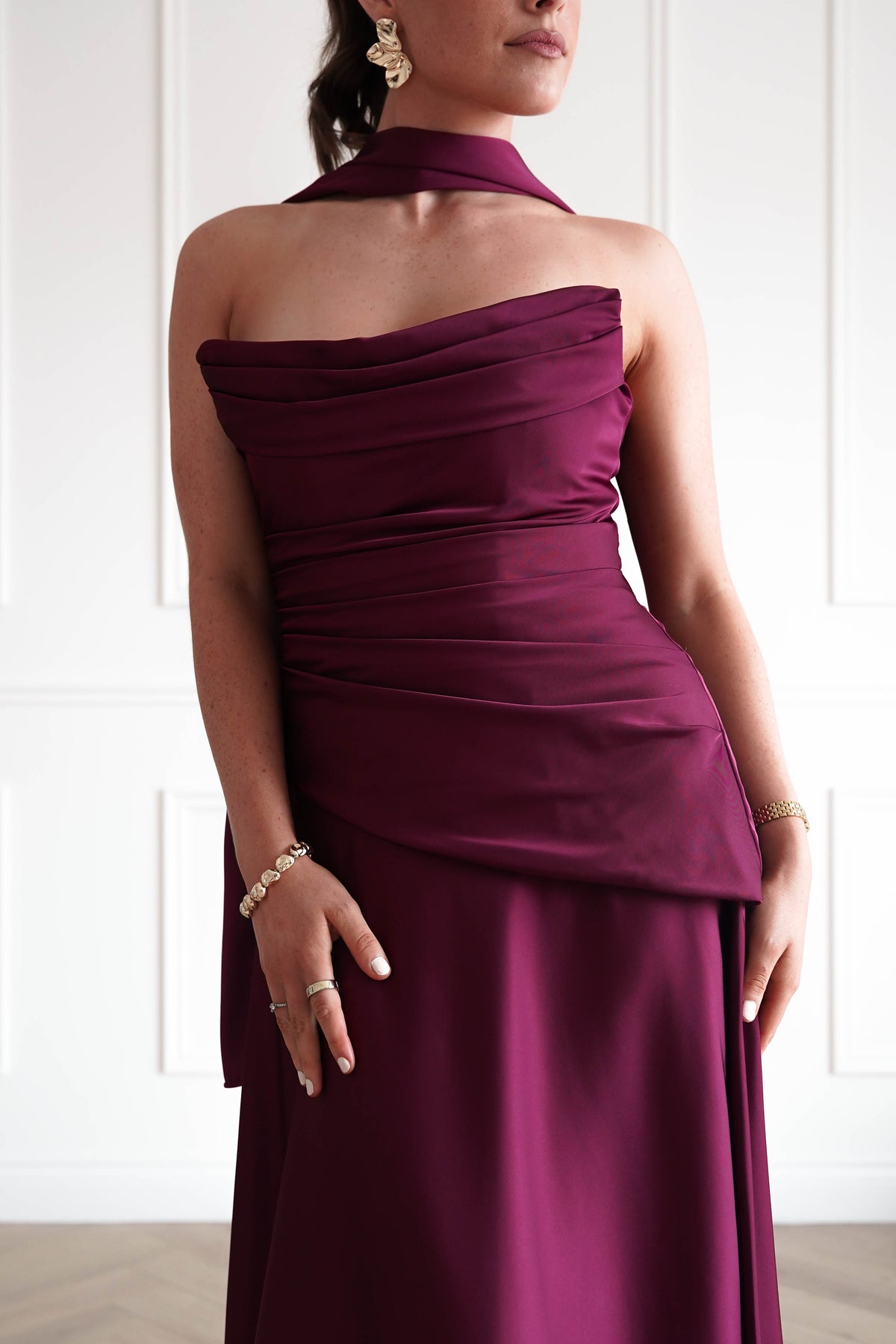 Sheree Dropped Waist Corset Maxi Dress | Wine-Oh Hello Clothing