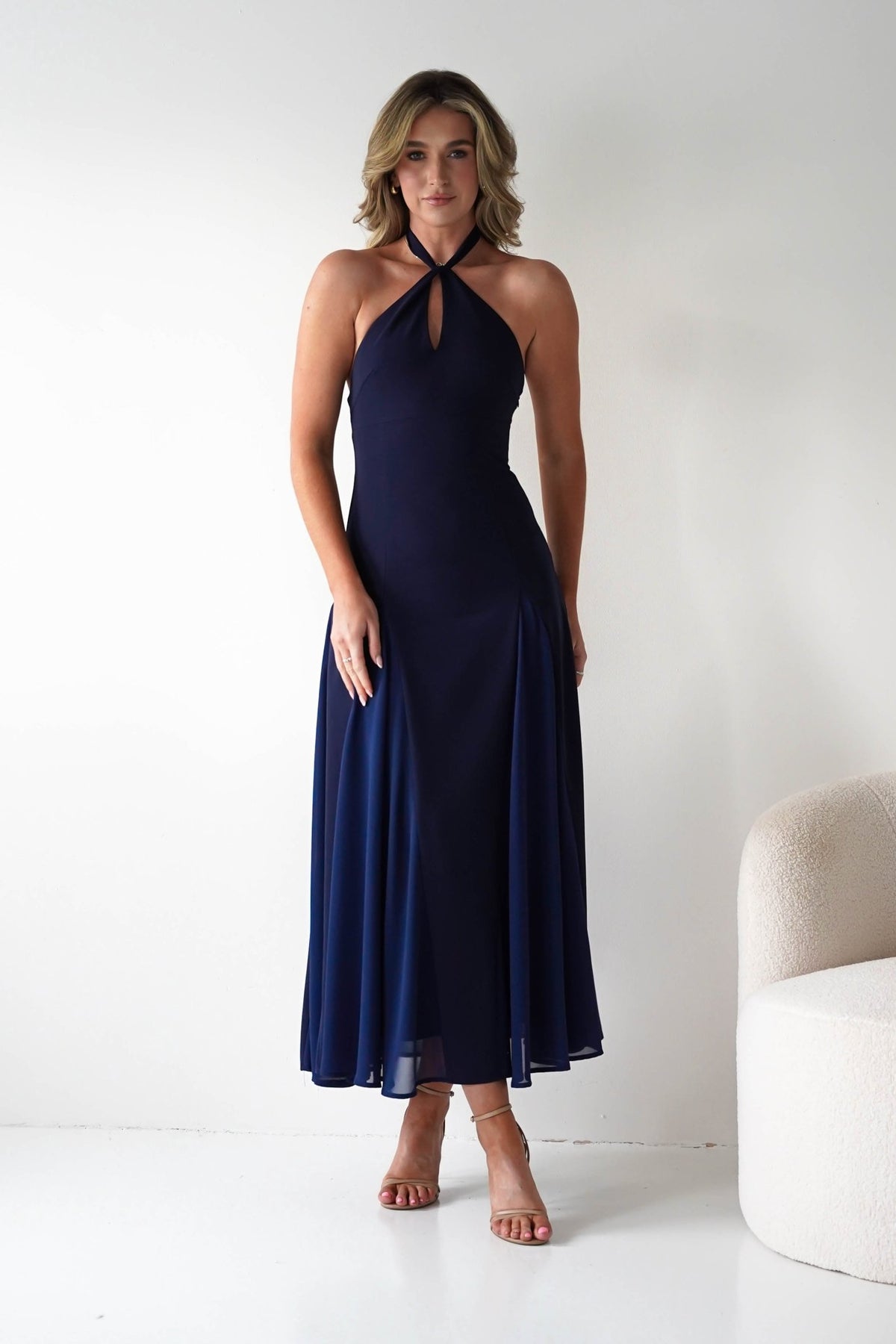 Silvana Halterneck Panel Maxi Dress | Navy-Oh Hello Clothing