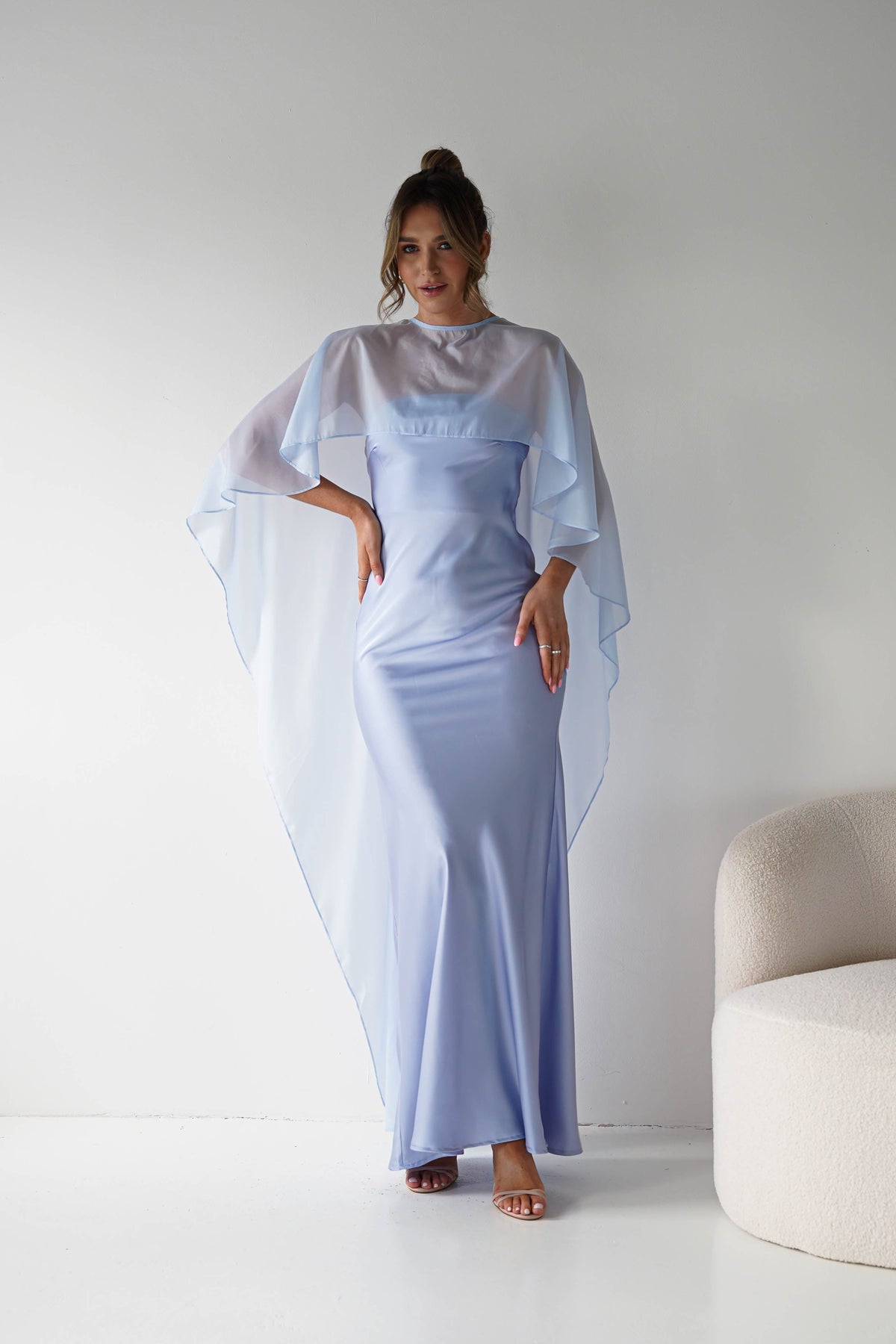 Soho Strapless Satin Maxi Dress | Dusty Blue-Oh Hello Clothing