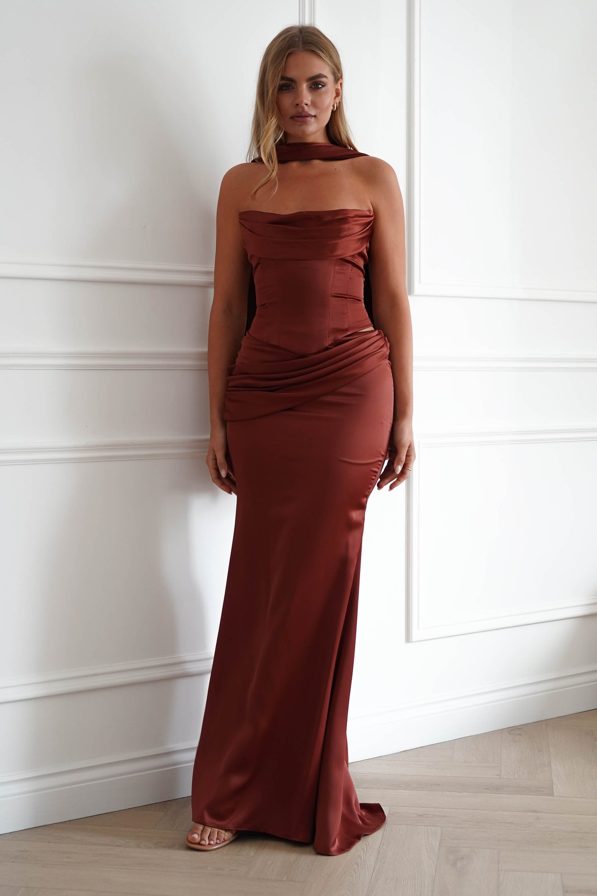 Solace Draped Corset & Skirt 2 Piece | Rust-Oh Hello Clothing