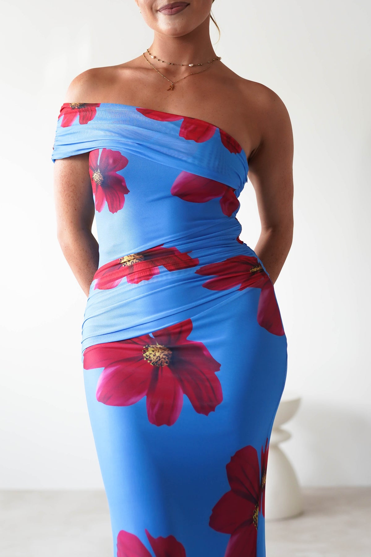 Solara Floral Print Mesh Maxi Dress | Blue-Oh Hello Clothing