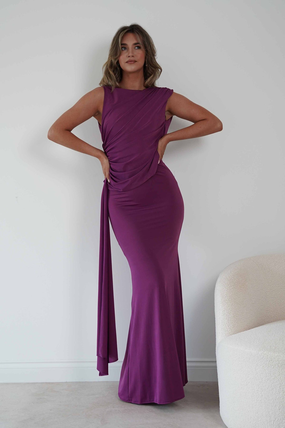 Sophine Draped Ruched Maxi Dress | Plum-Oh Hello Clothing