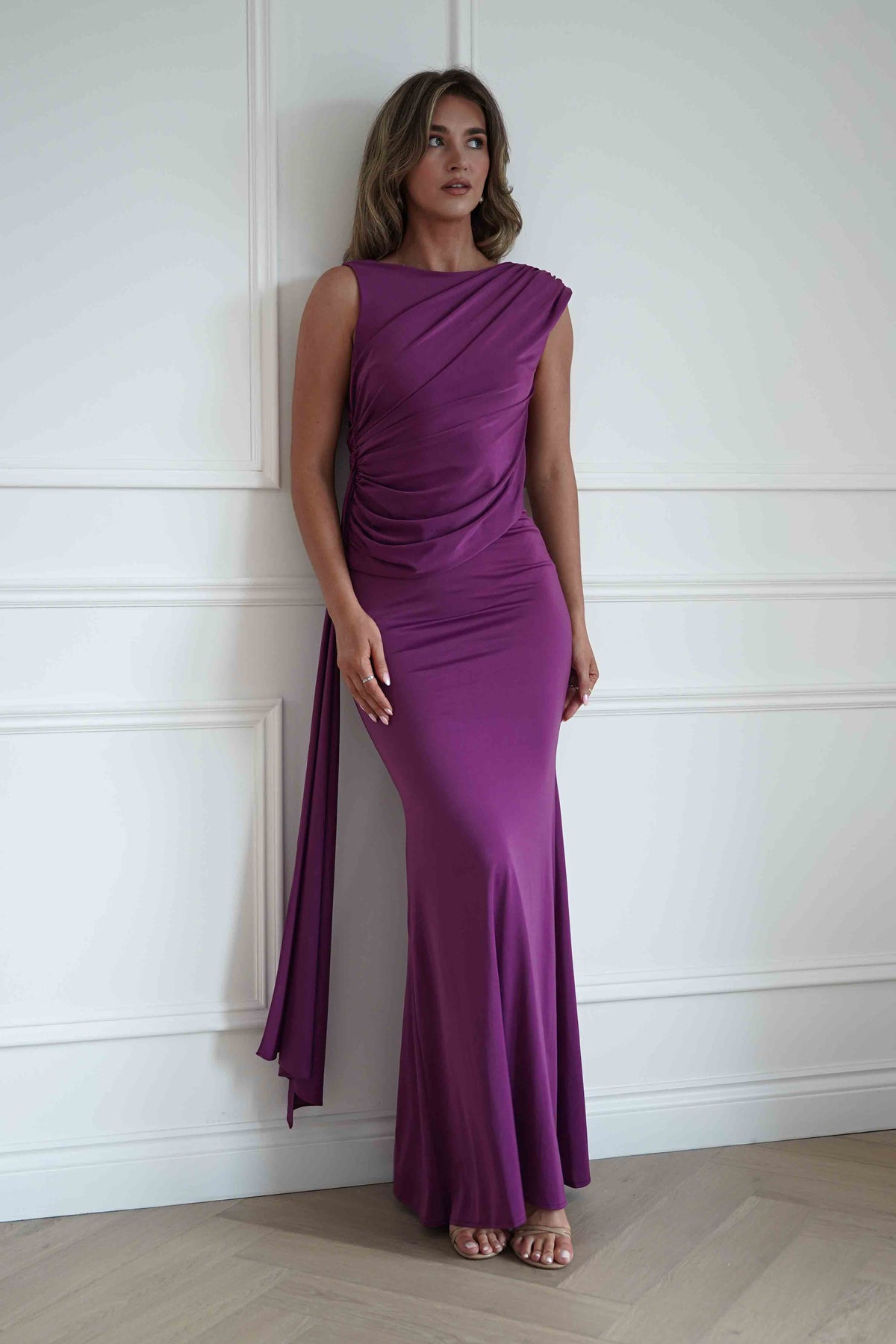 Sophine Draped Ruched Maxi Dress | Plum-Oh Hello Clothing