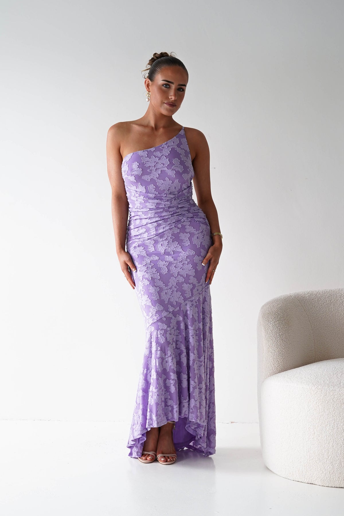 Spritz Textured Floral Maxi Dress | Lilac-Oh Hello Clothing