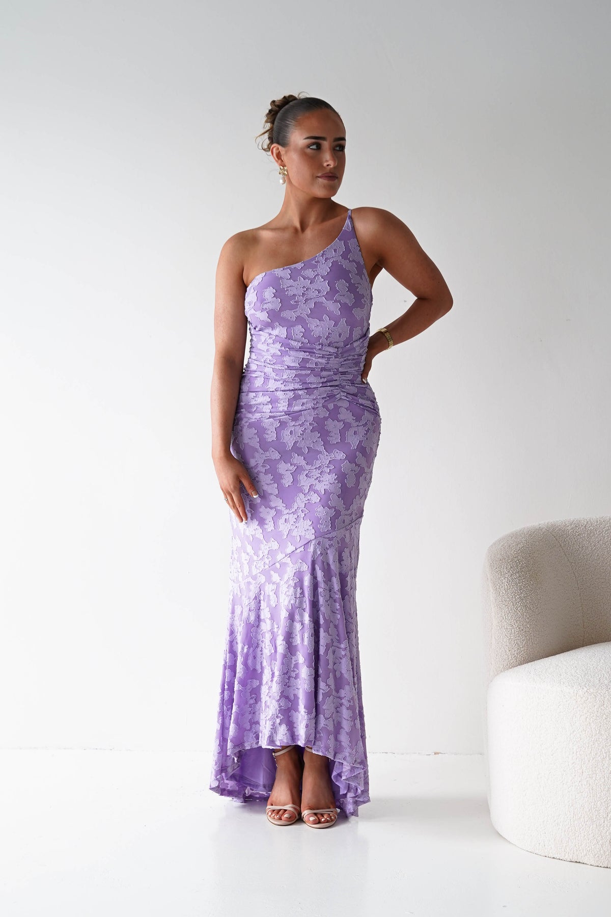 Spritz Textured Floral Maxi Dress | Lilac-Oh Hello Clothing