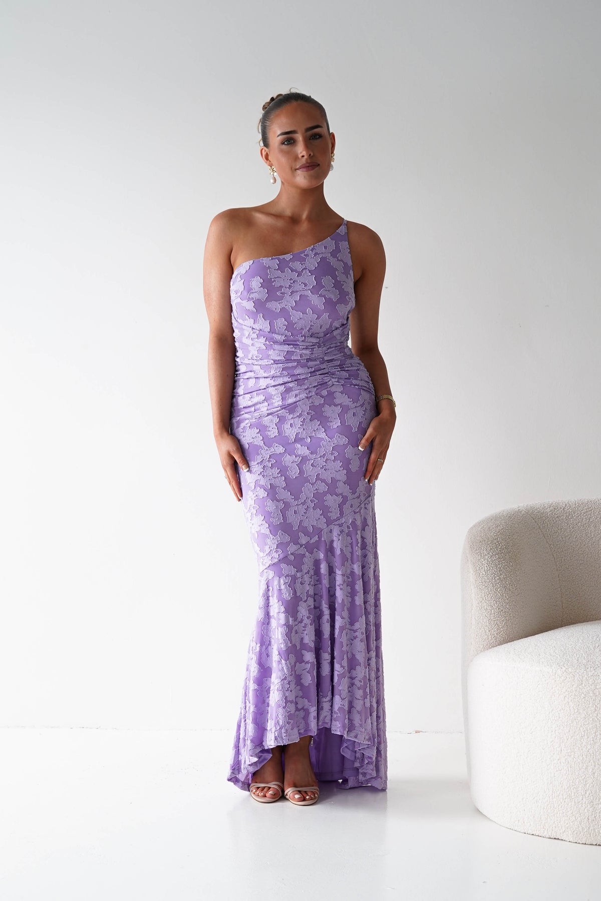 Spritz Textured Floral Maxi Dress | Lilac-Oh Hello Clothing