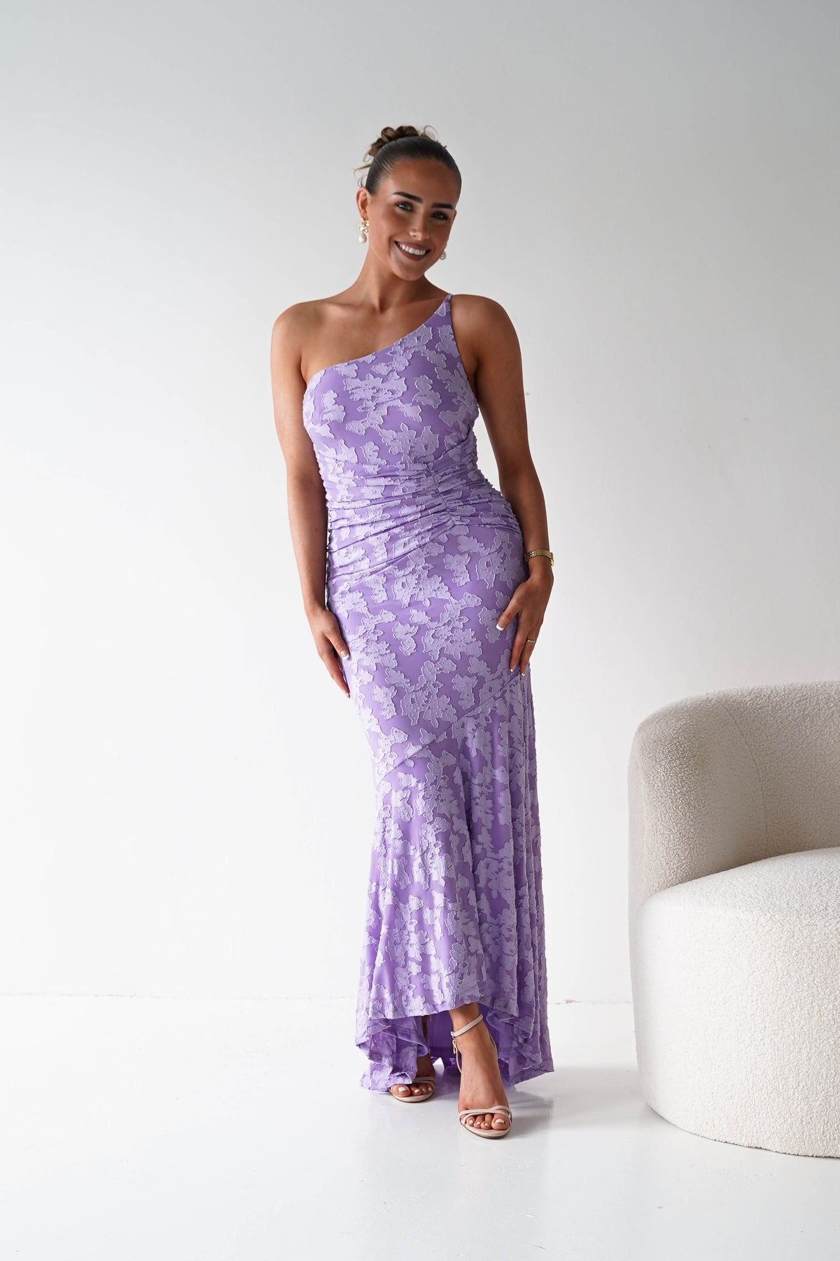Spritz Textured Floral Maxi Dress | Lilac-Oh Hello Clothing