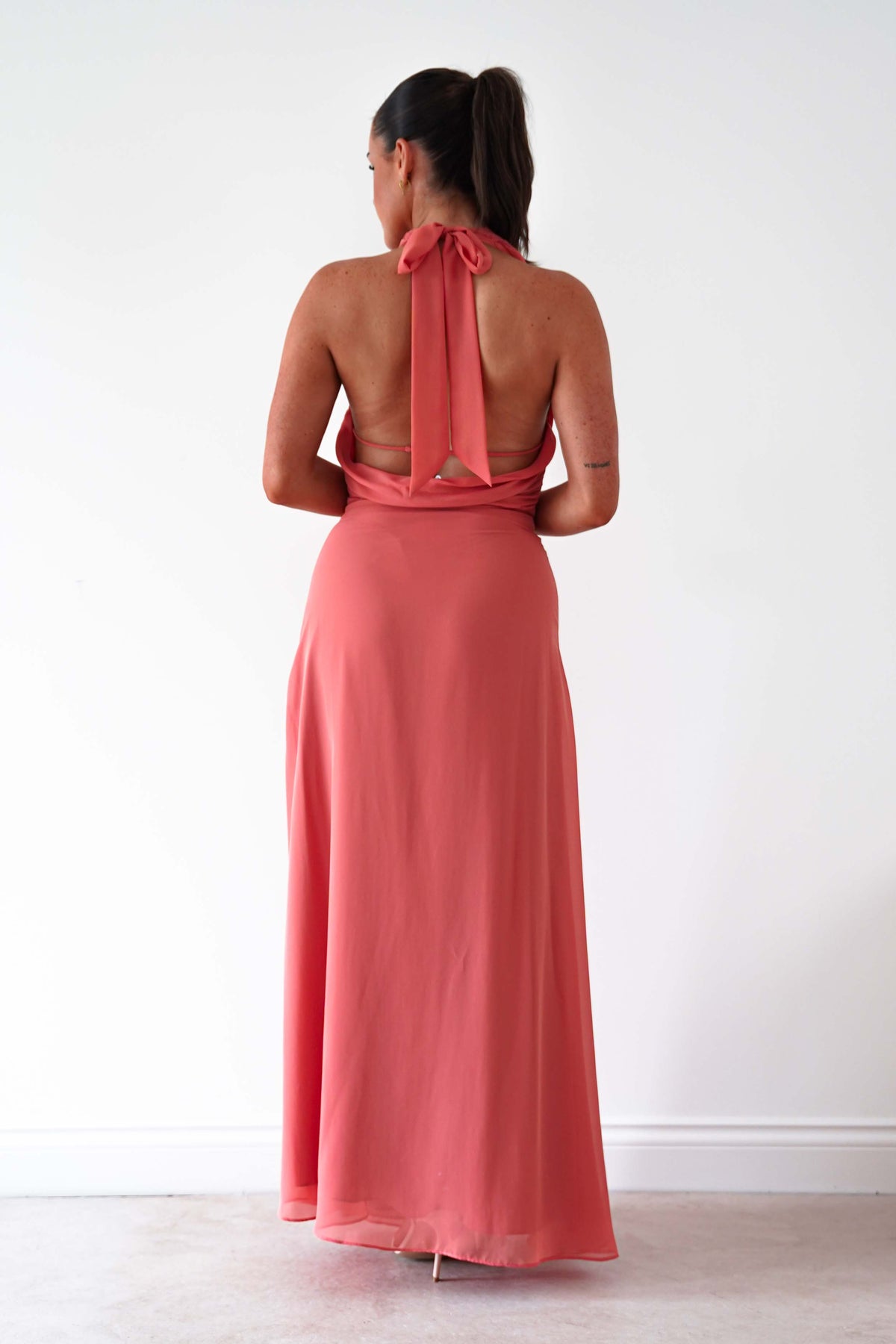 Summer Draped Halterneck Maxi Dress | Coral-Oh Hello Clothing