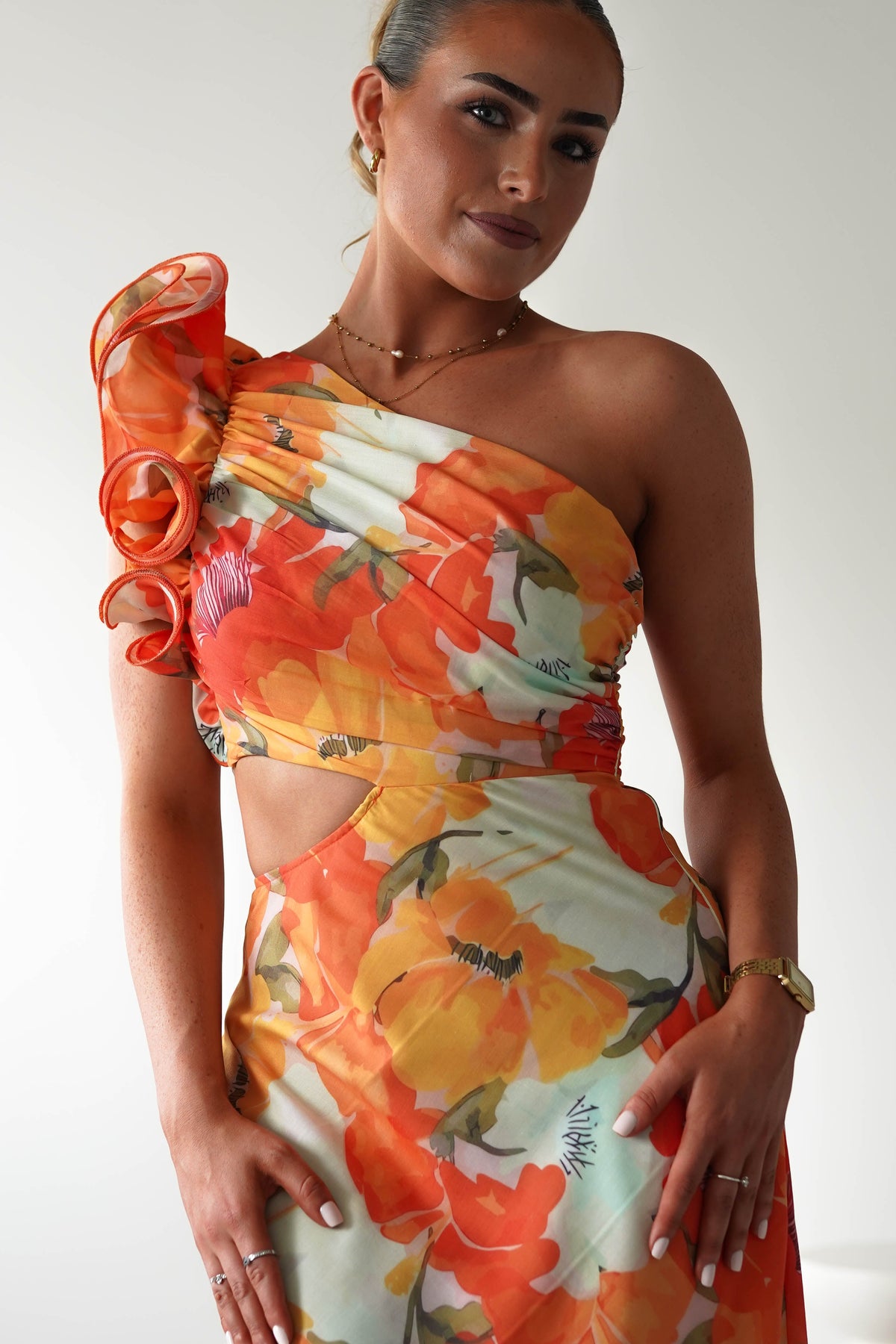 Summer Fruits Maxi Dress | Orange Print-Oh Hello Clothing