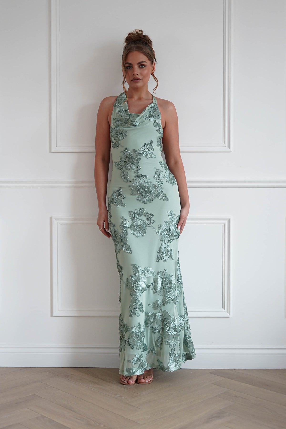 Sutton Floral Textured Maxi Dress | Green-Oh Hello Clothing