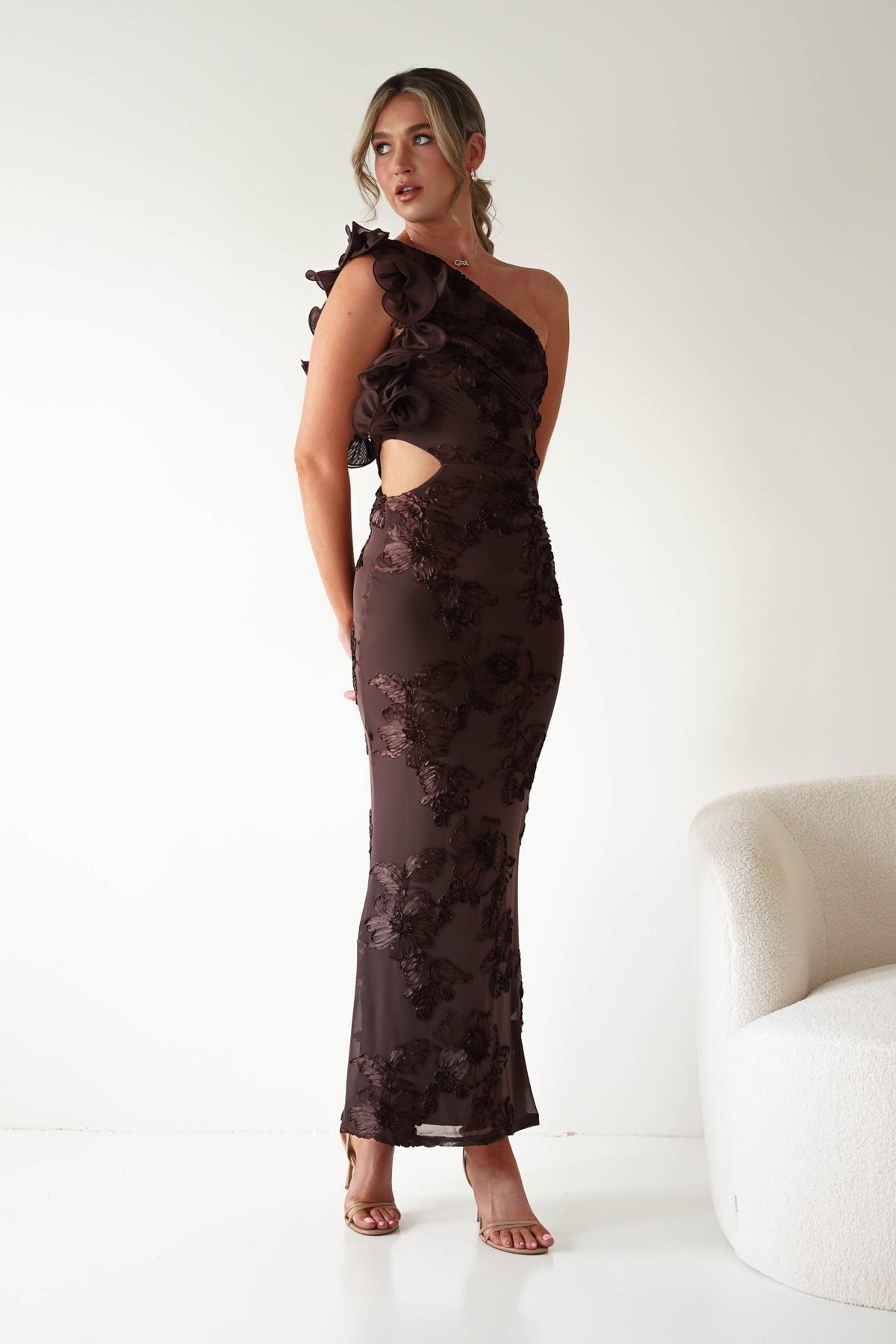 Sydney Bodycon Maxi Dress | Brown Textured-Oh Hello Clothing