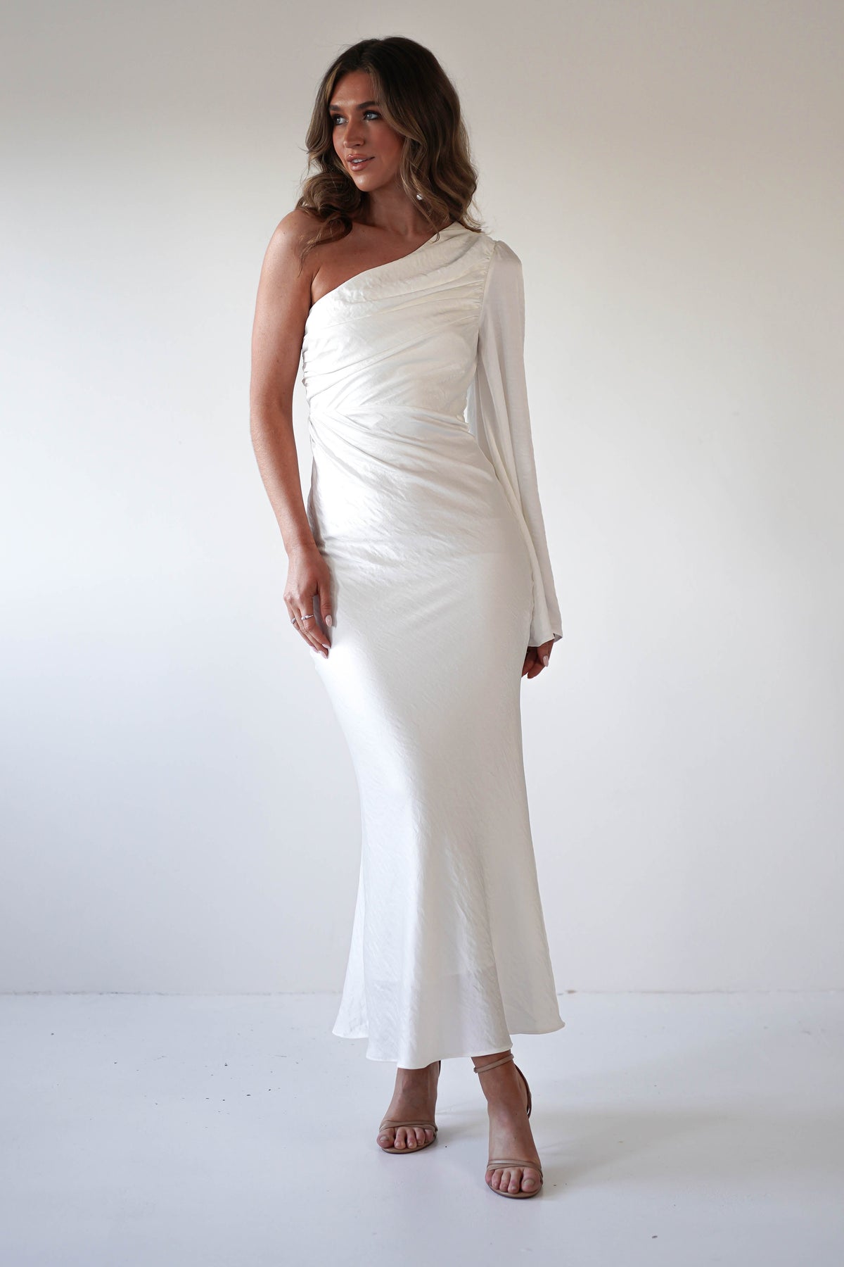 Sylvana Silky Maxi Dress | Ivory-Oh Hello Clothing