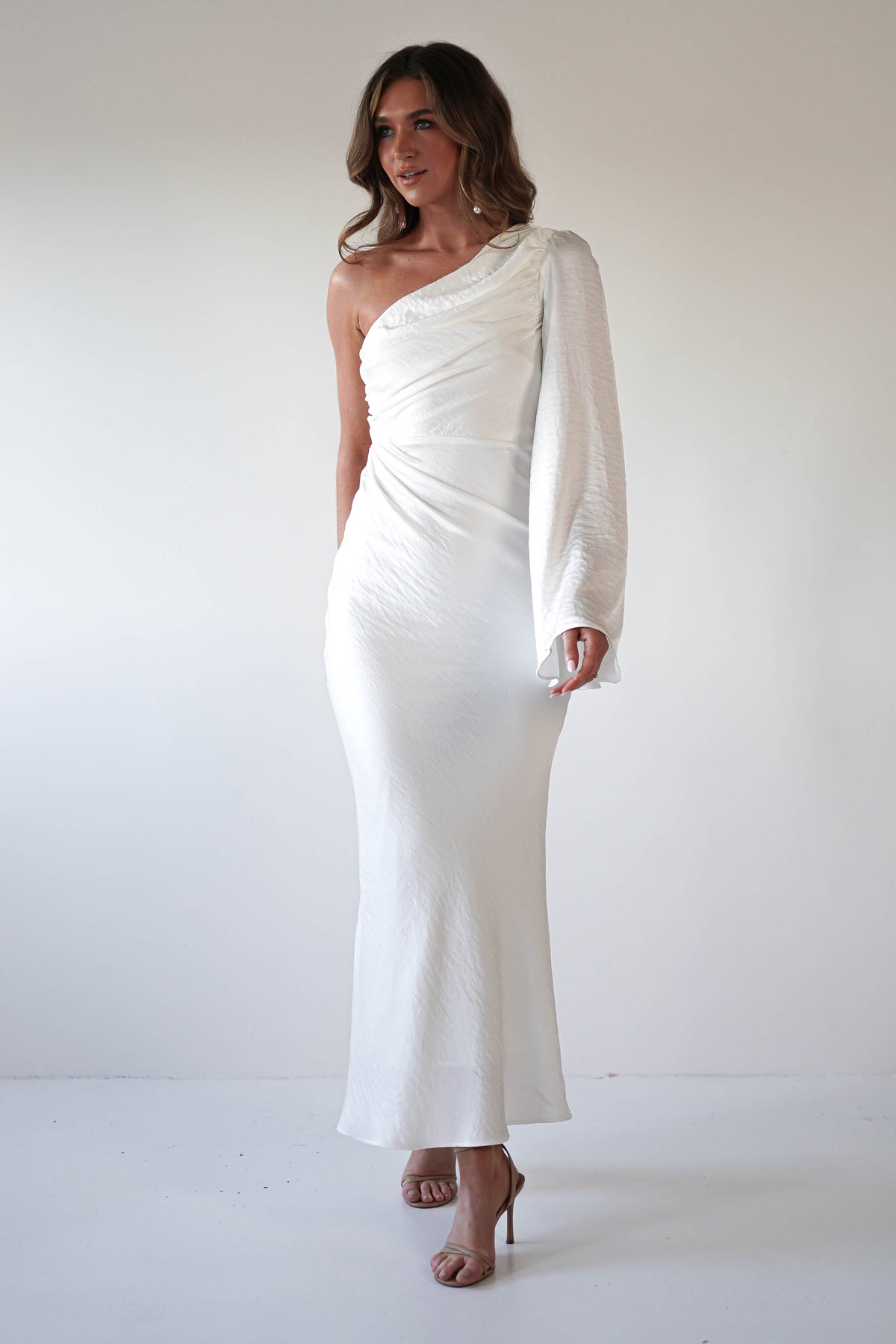 Sylvana Silky Maxi Dress | Ivory-Oh Hello Clothing