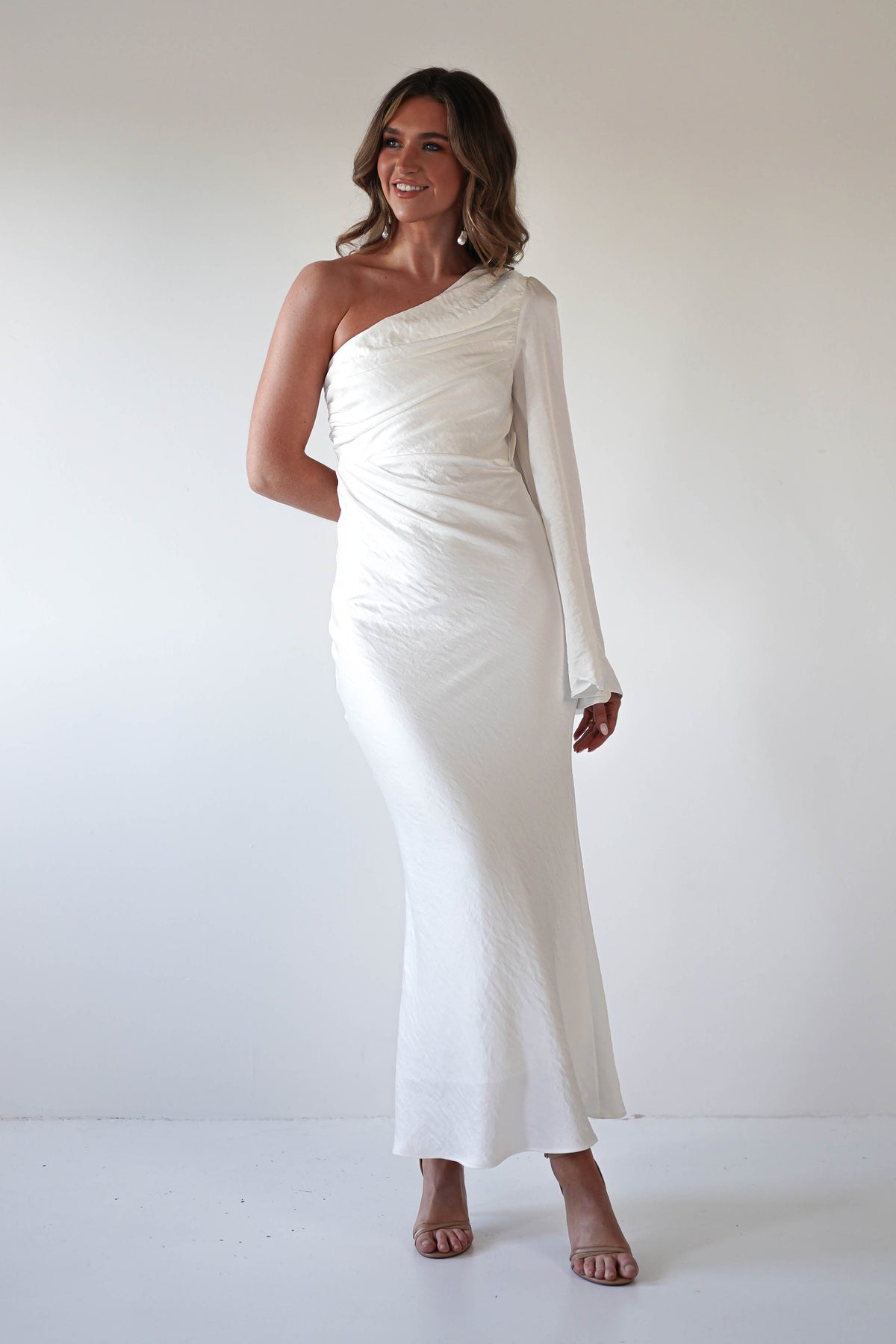 Sylvana Silky Maxi Dress | Ivory-Oh Hello Clothing