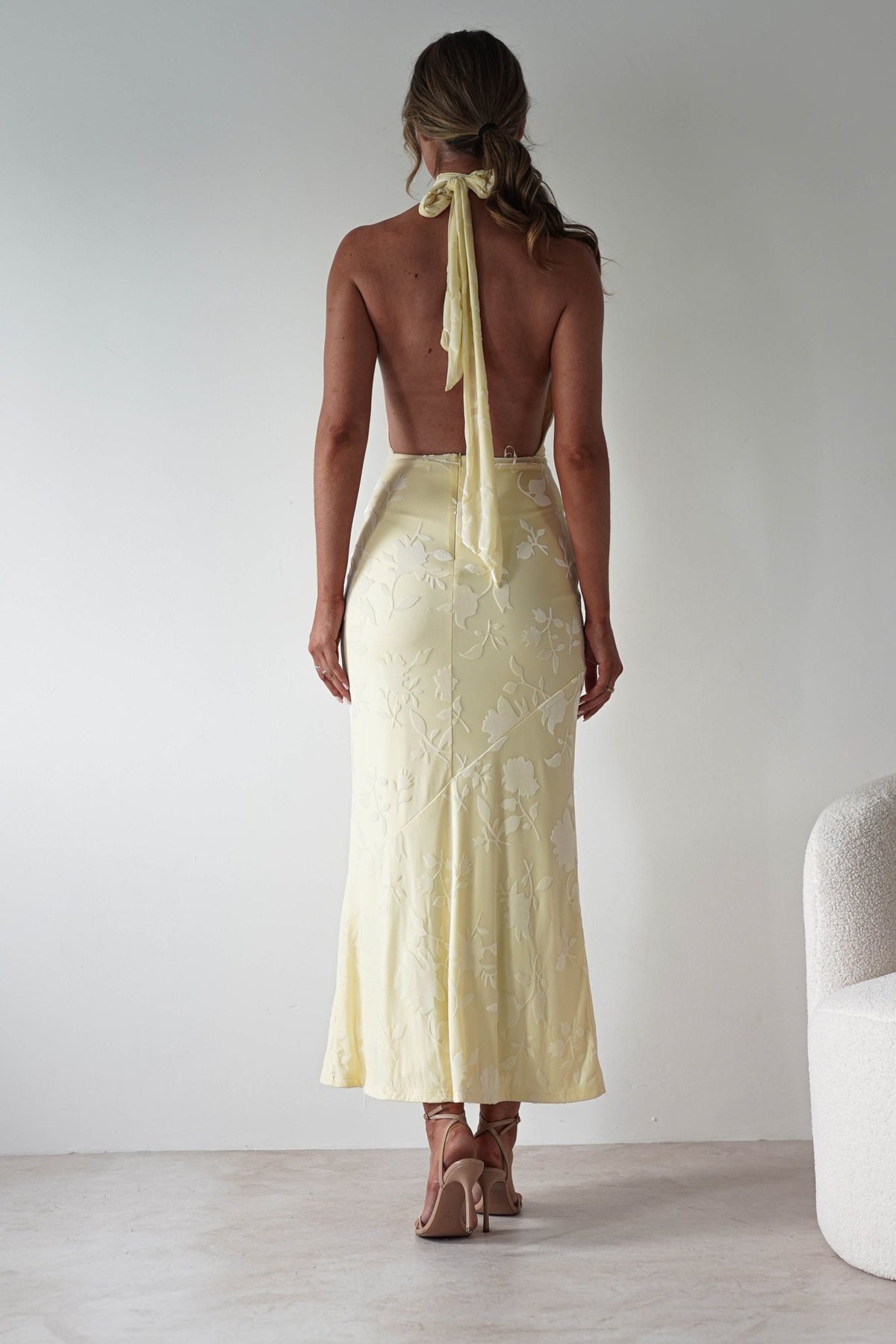 Tara Floral Jacquard Maxi Dress | Yellow-Oh Hello Clothing