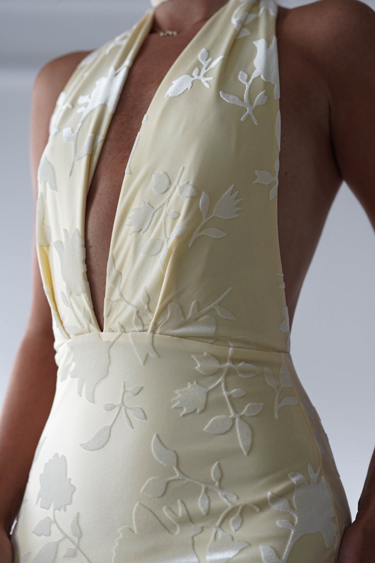 Tara Floral Jacquard Maxi Dress | Yellow-Oh Hello Clothing