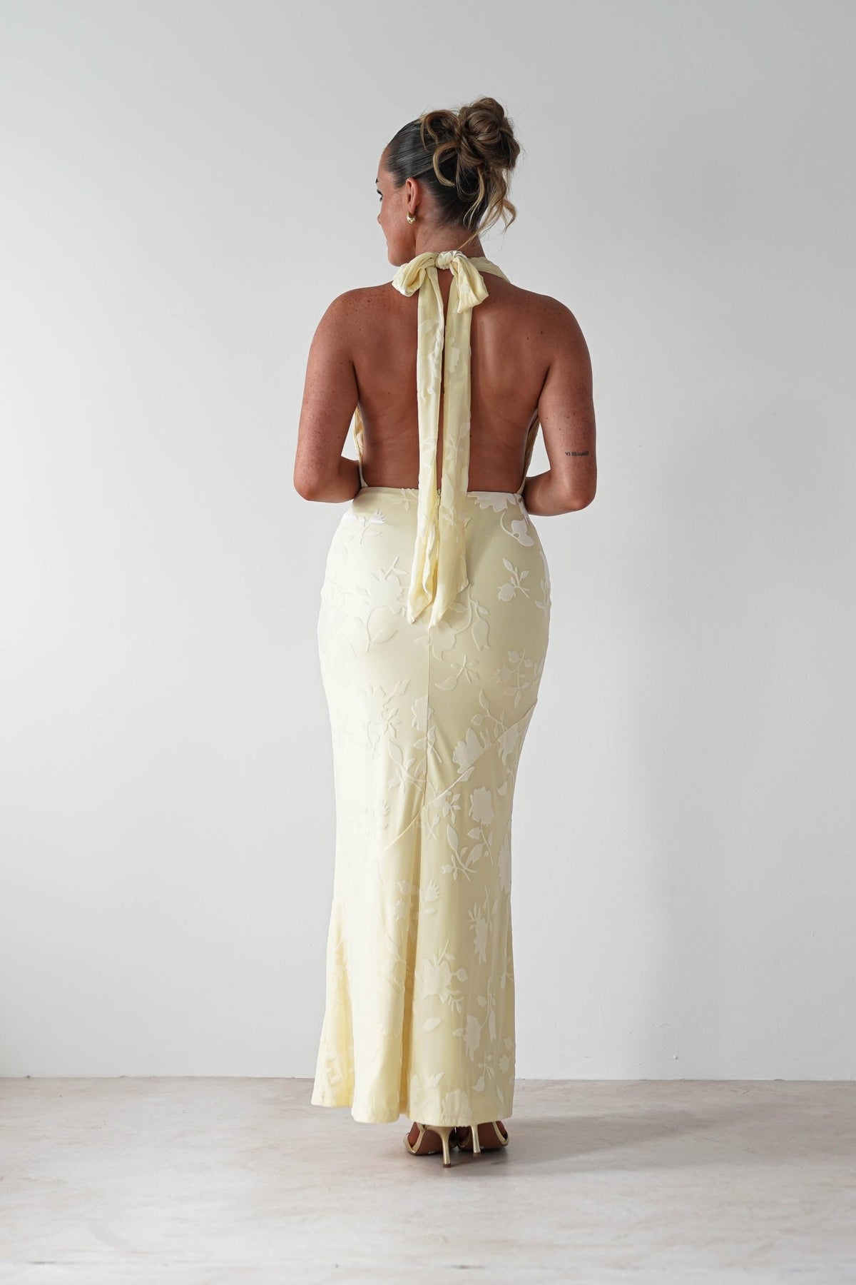 Tara Floral Jacquard Maxi Dress | Yellow-Oh Hello Clothing