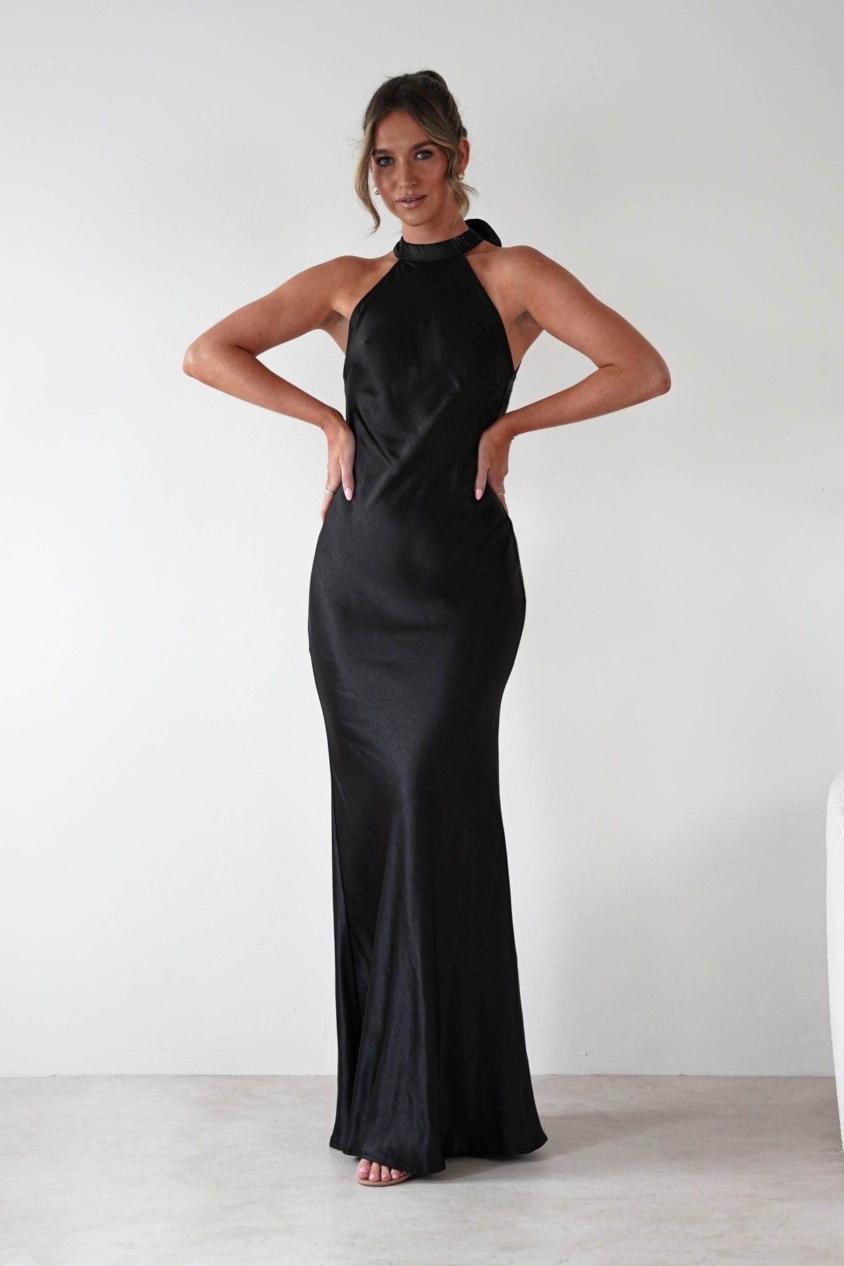 Taylee Halterneck Maxi Dress | Black-Oh Hello Clothing