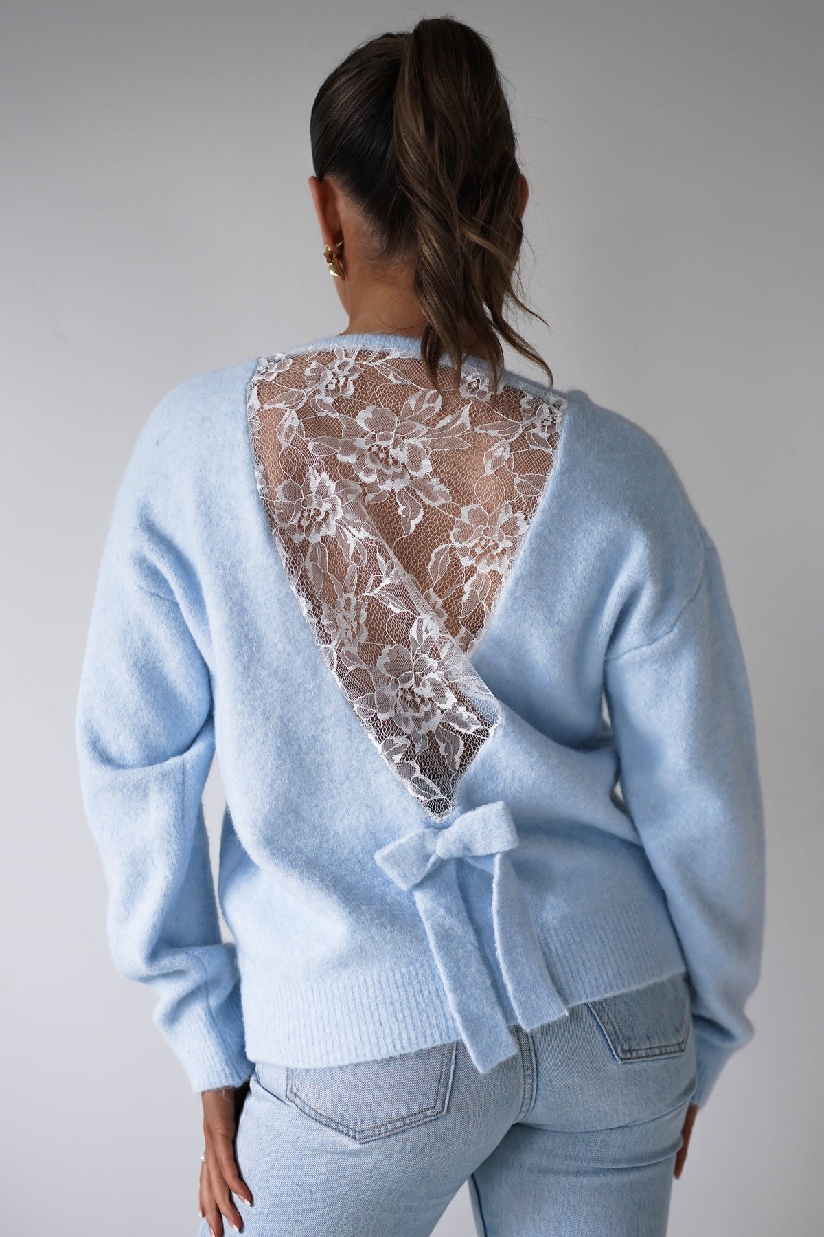 Tegan Lace Back Detail Jumper | Blue-Oh Hello Clothing
