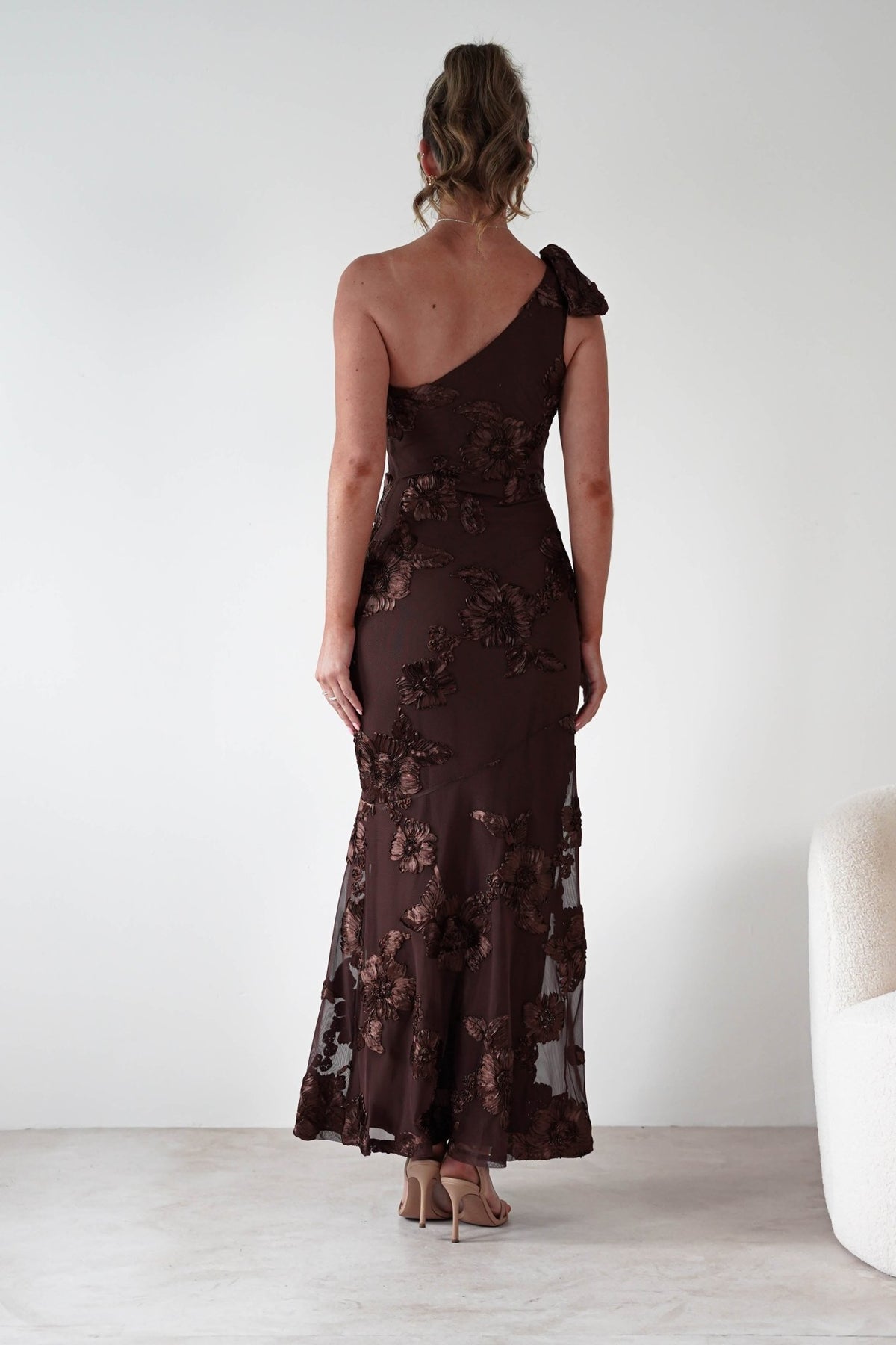 Thelma Floral Textured Maxi Dress | Brown-Oh Hello Clothing