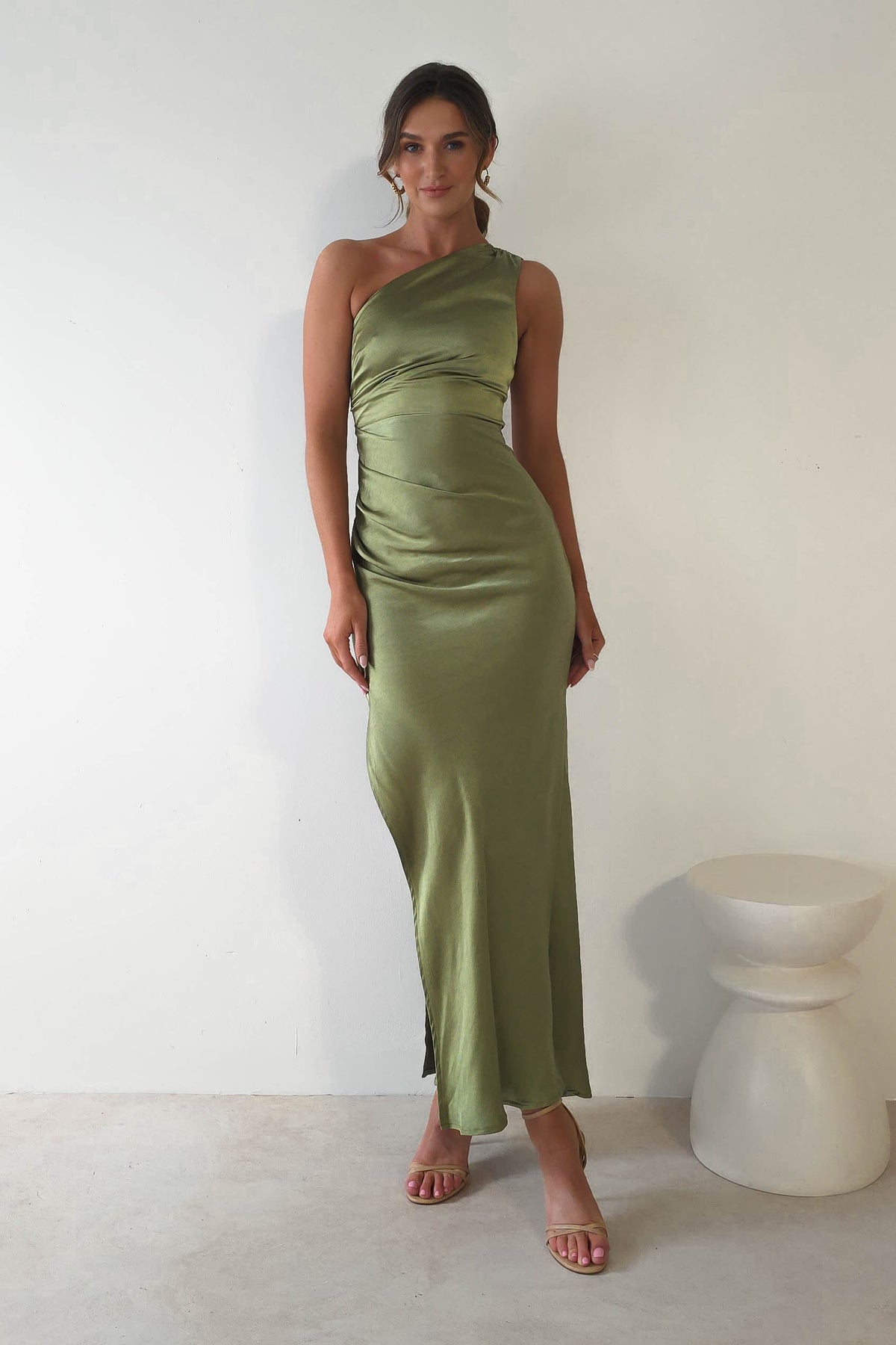 Thessy Soft Satin Maxi Dress | Olive-Oh Hello Clothing