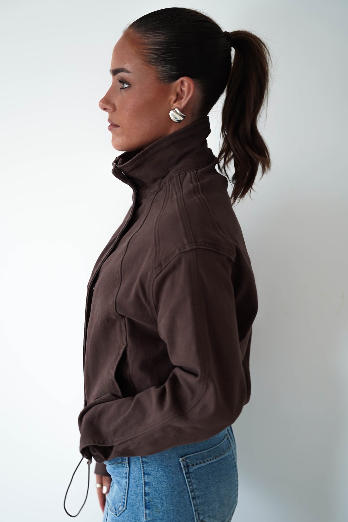 Trinity Buttoned Denim Jacket | Brown-Oh Hello Clothing