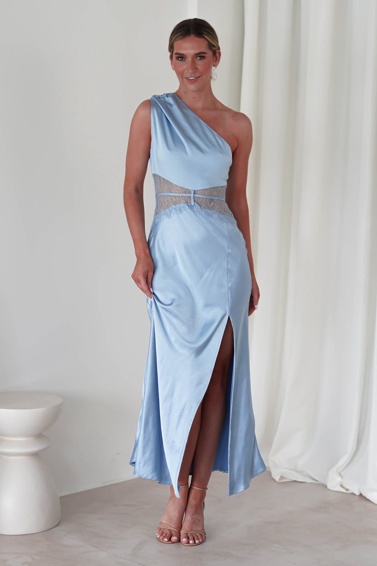 Valentina Soft Satin Maxi Dress | Blue-Oh Hello Clothing