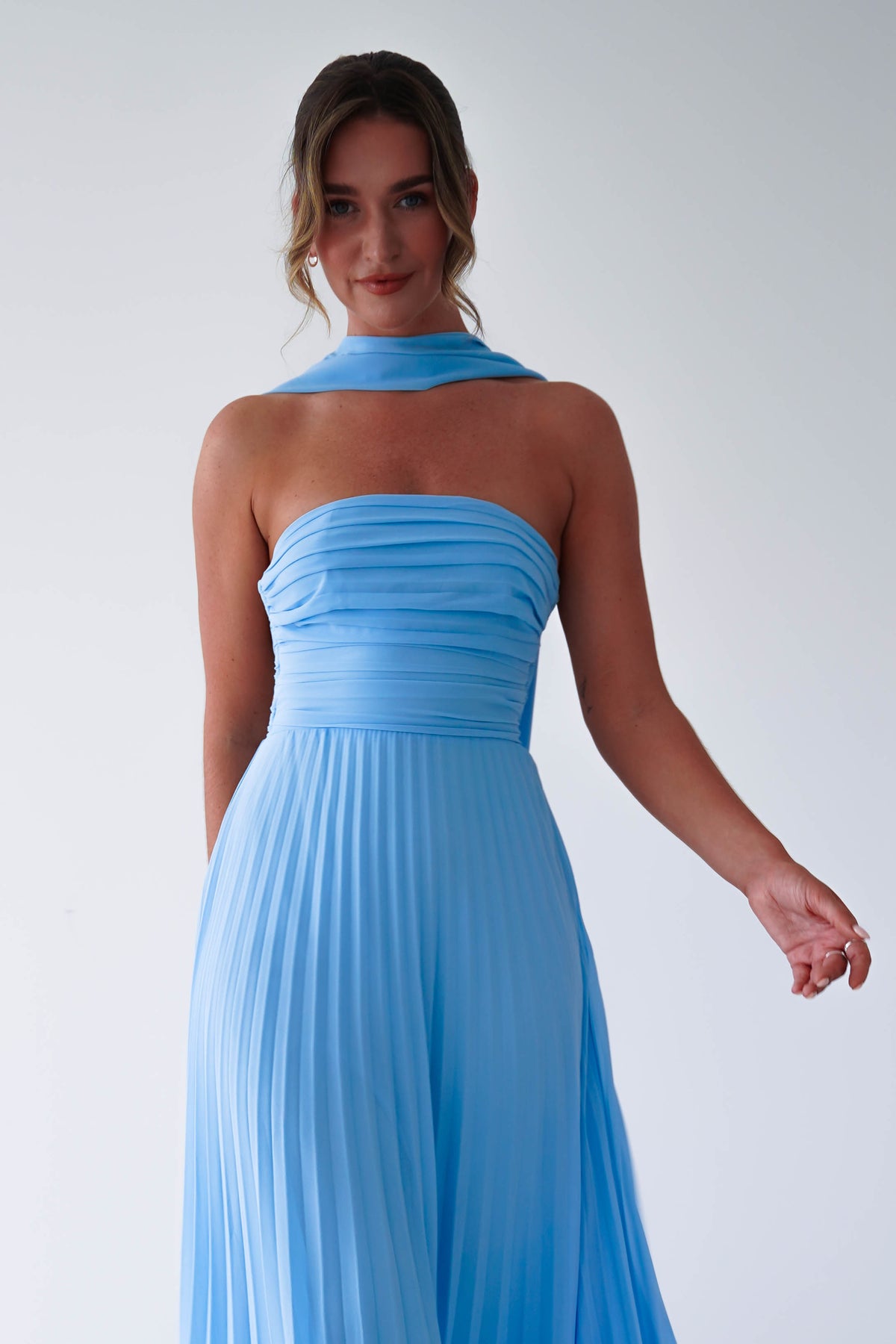 Vasanti Pleated Strapless Maxi Dress | Blue-Oh Hello Clothing