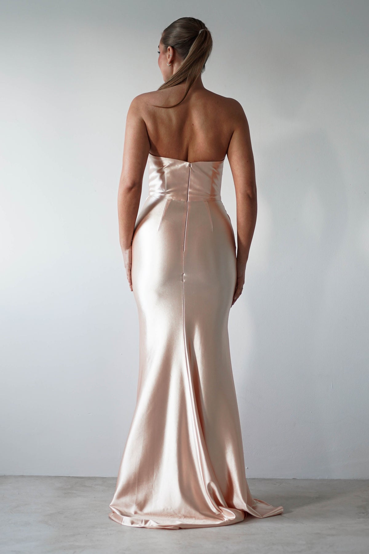 Venice Strapless Bodycon Gown | Light Gold-Oh Hello Clothing