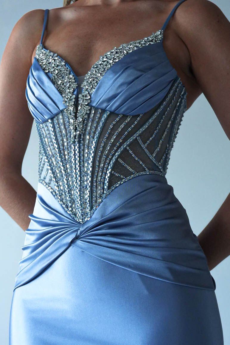 Vera Embellished Bodycon Gown | Dusty Blue-Oh Hello Clothing