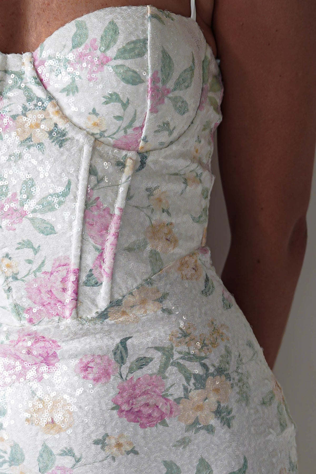 Vesper Floral Sequin Mini Dress | Pink Print-Oh Hello Clothing