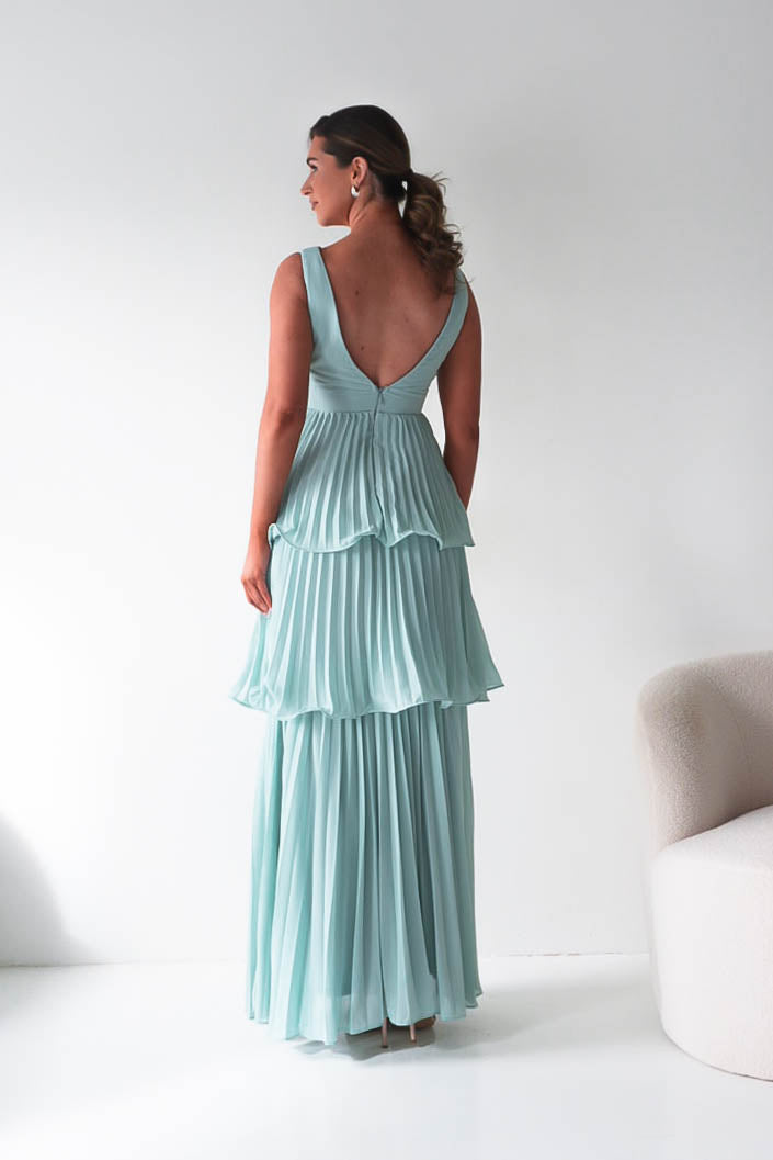 Vina Tiered Pleated Layered Maxi Dress | Mint-Oh Hello Clothing