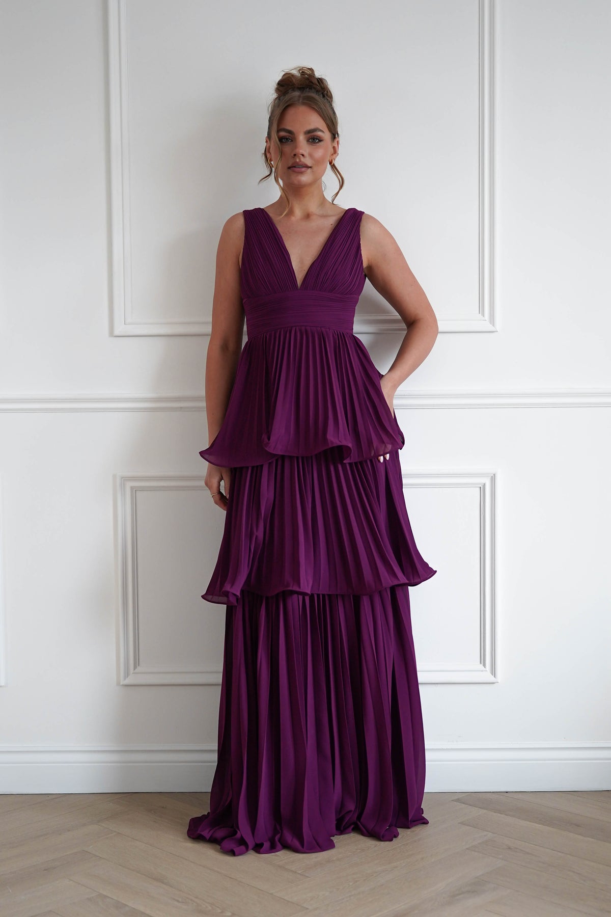 Vina Tiered Pleated Layered Maxi Dress | Plum-Oh Hello Clothing