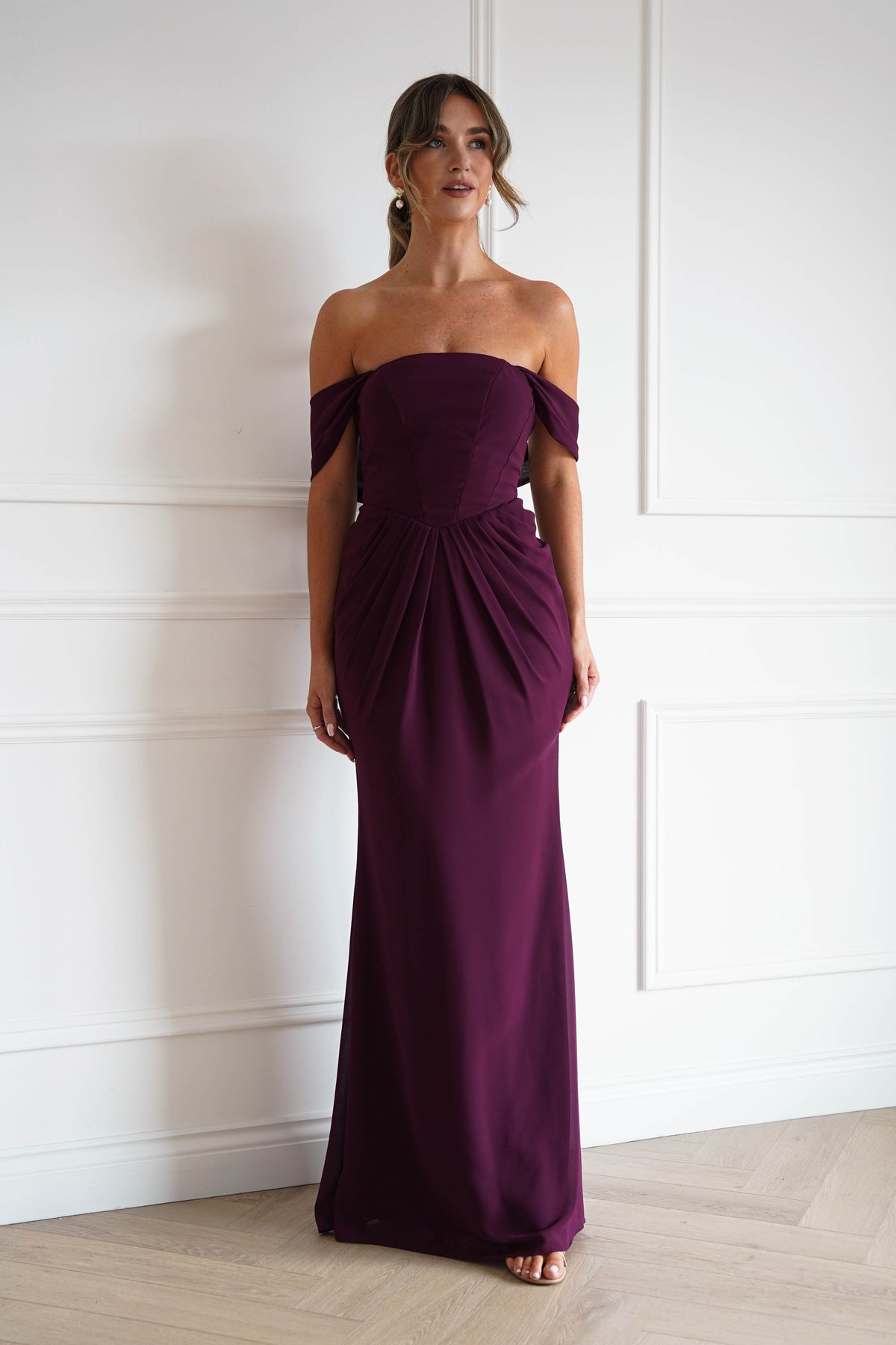 Willow Bardot Draped Maxi Dress | Wine-Oh Hello Clothing