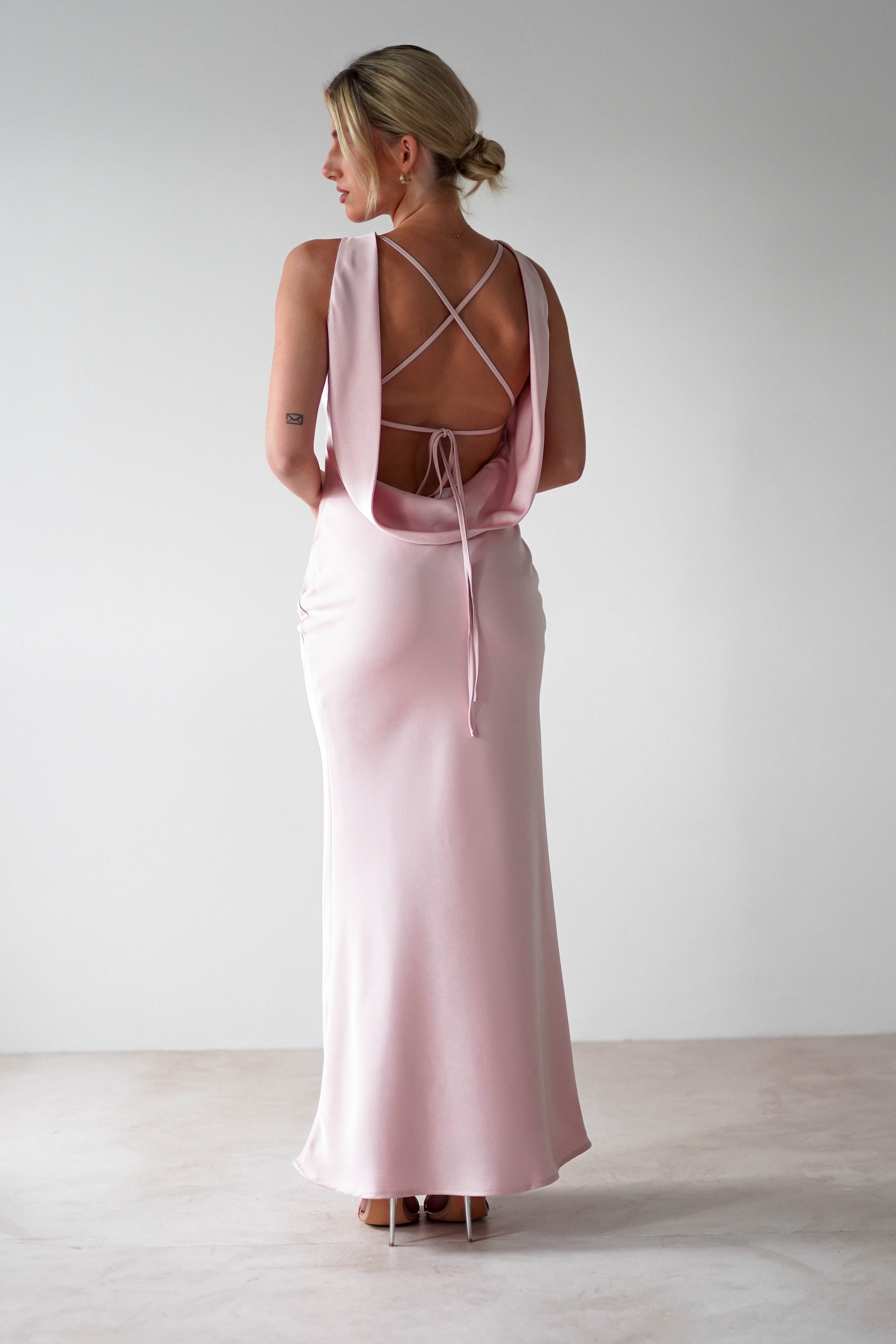 Alanna Soft Matte Satin Maxi Dress | Blush Pink | Oh Hello Clothing | XS (6)