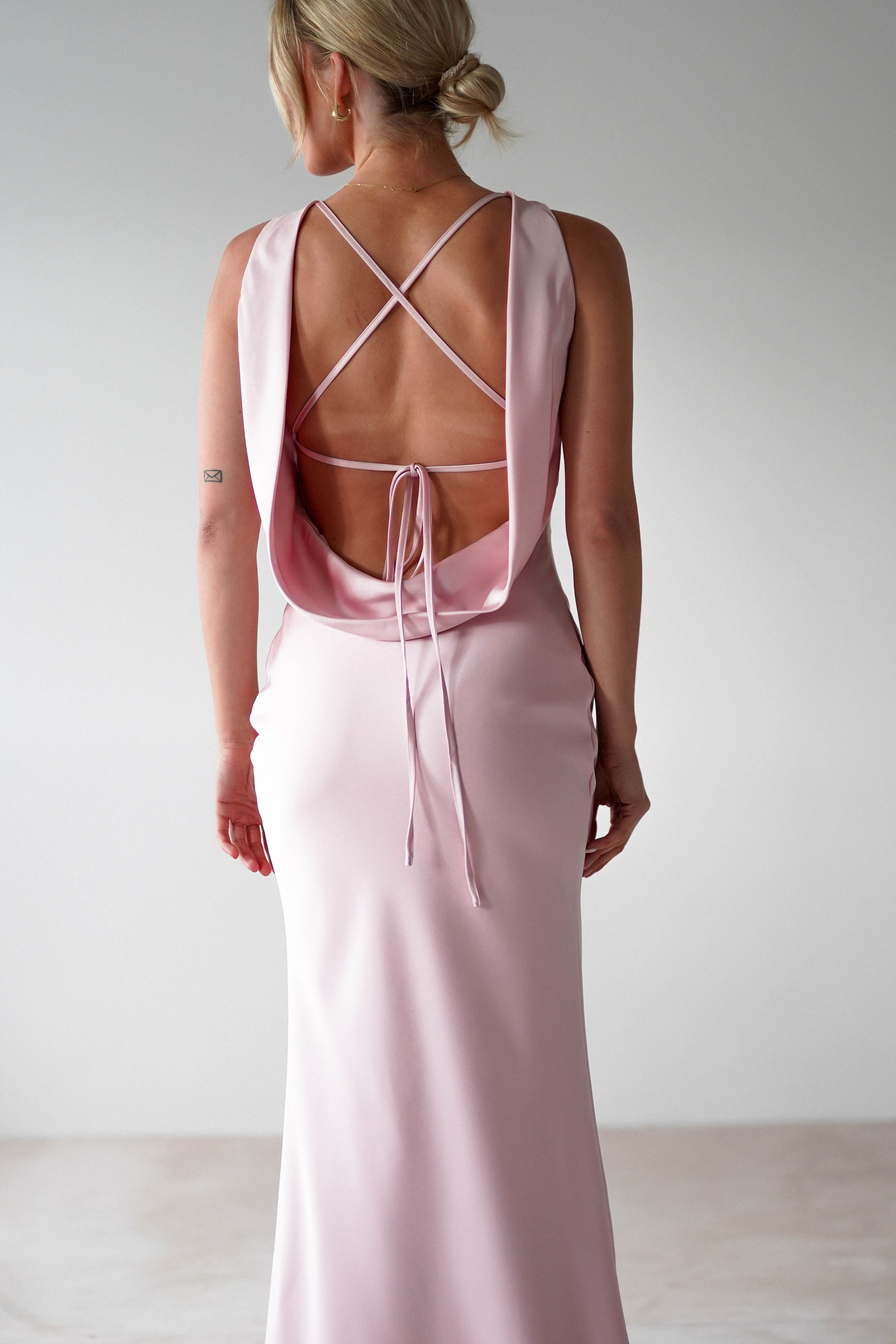 Alanna Soft Matte Satin Maxi Dress | Blush Pink | Oh Hello Clothing | XS (6)