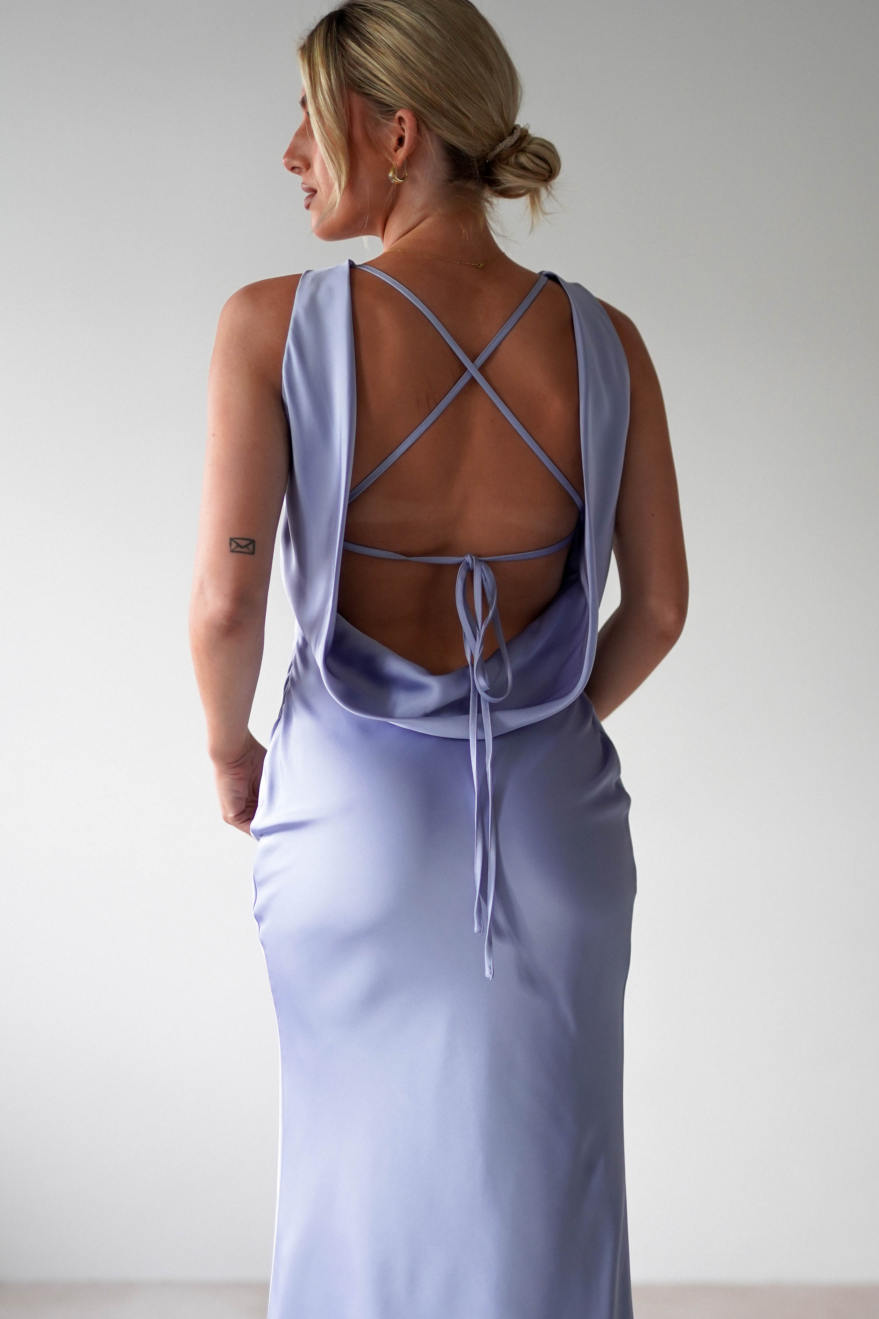 Alanna Soft Matte Satin Maxi Dress | Periwinkle Blue | Oh Hello Clothing | XS (6)