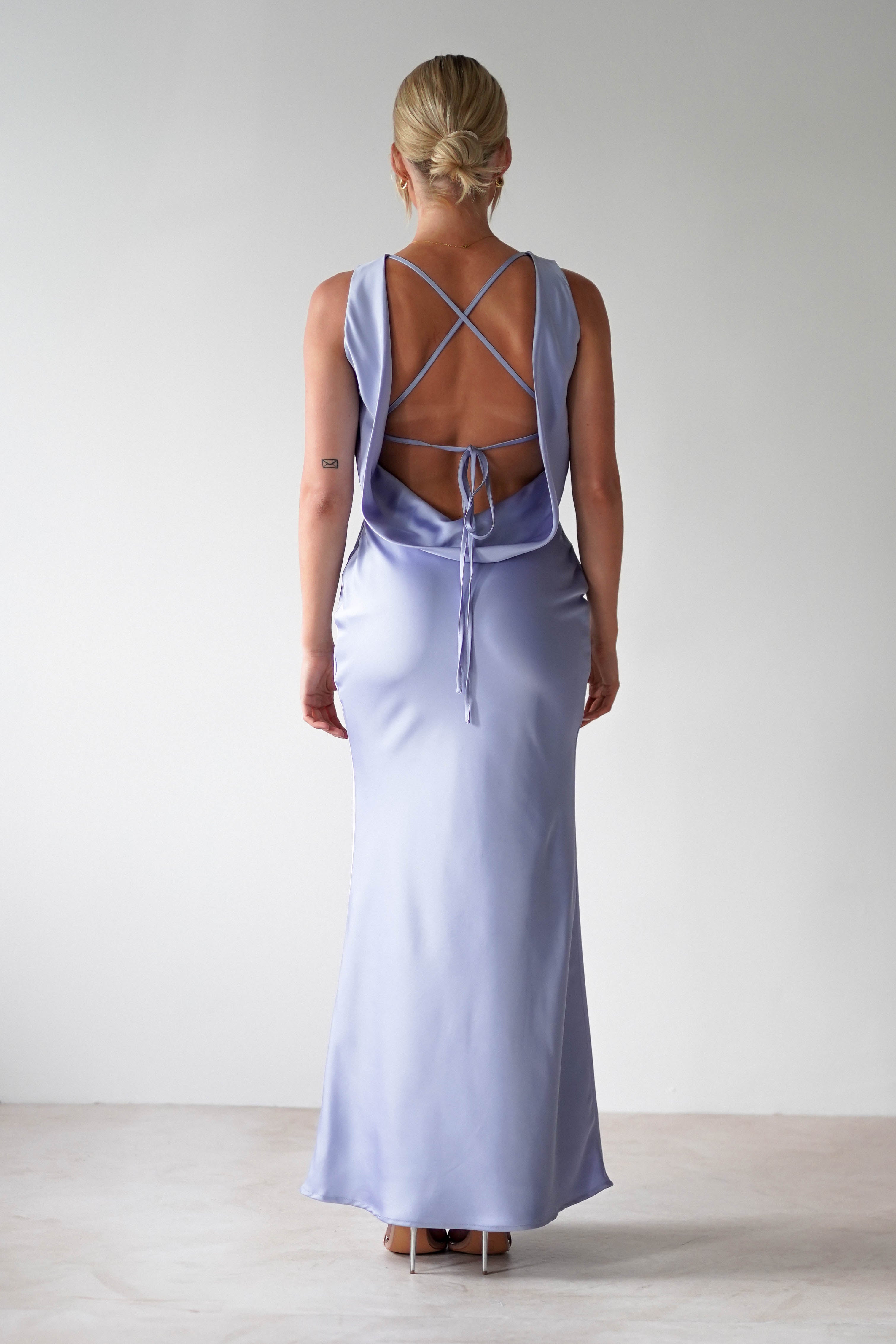 Alanna Soft Matte Satin Maxi Dress | Periwinkle Blue | Oh Hello Clothing | XS (6)