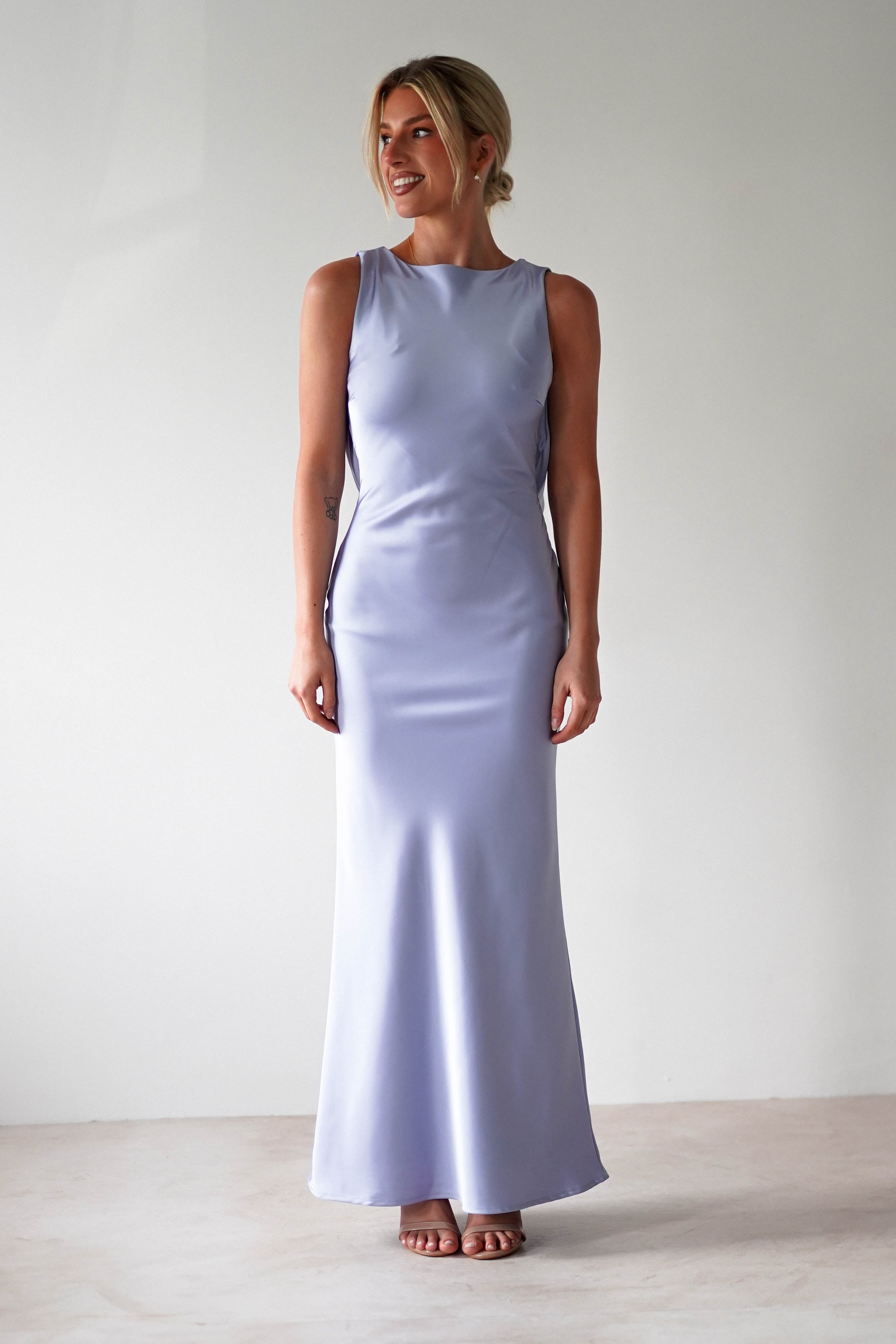 Alanna Soft Matte Satin Maxi Dress | Periwinkle Blue | Oh Hello Clothing | XS (6)