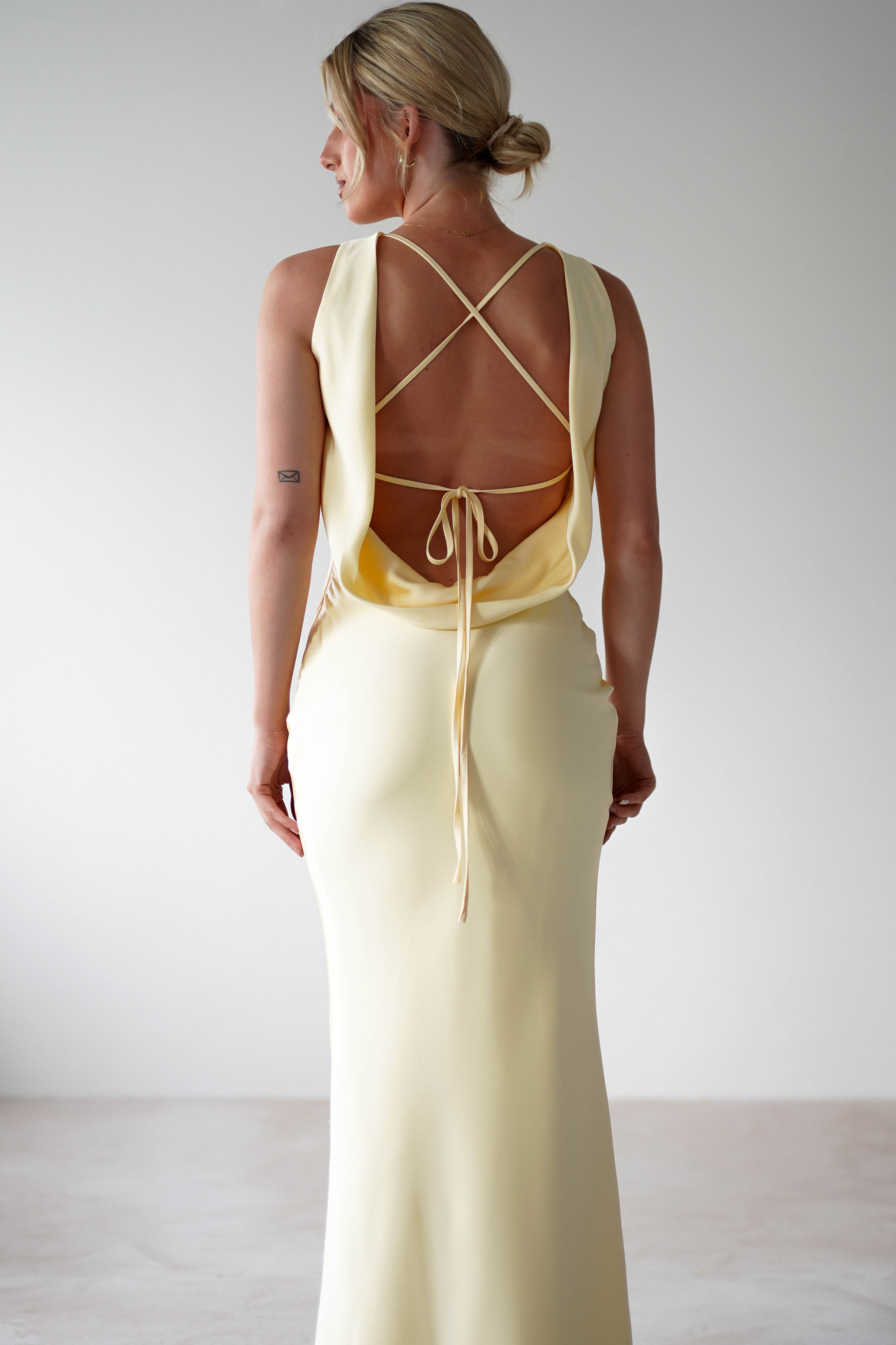 Alanna Soft Matte Satin Maxi Dress | Yellow | Oh Hello Clothing | XS (6)